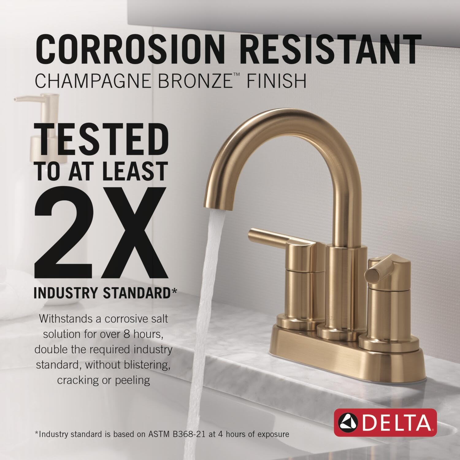 Delta Nicoli Centerset Bathroom Faucet - 2-Handle Champagne Bronze Bathroom Sink Faucet with 3-Hole Installation (Model 25749LF-CZ) for Modern Bathroom Renovation & Home Upgrade