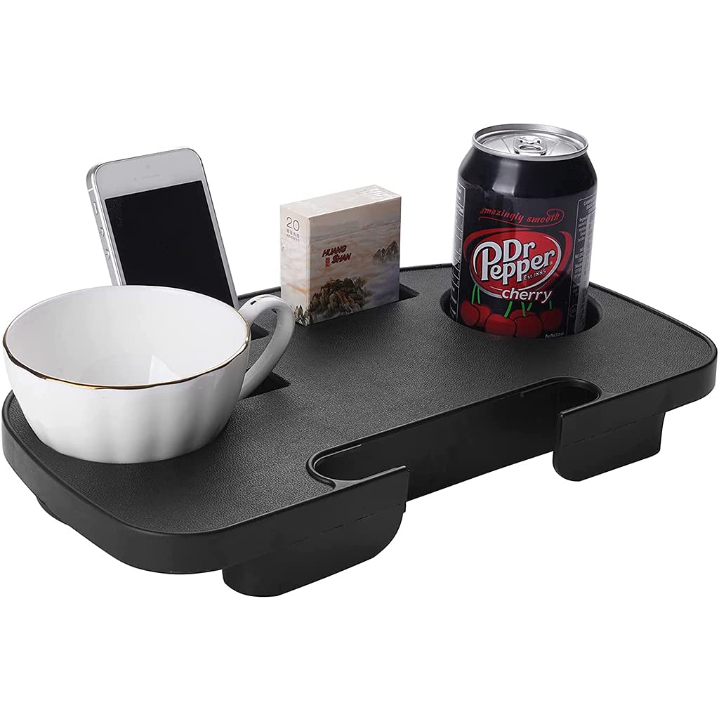 2 Pack Universal Cup Holder with Utility Tray - Clip On Zero Gravity Chair Accessory with Phone Slot & Snack Tray - Perfect for Camping, Beach, Poolside & Outdoor Relaxation