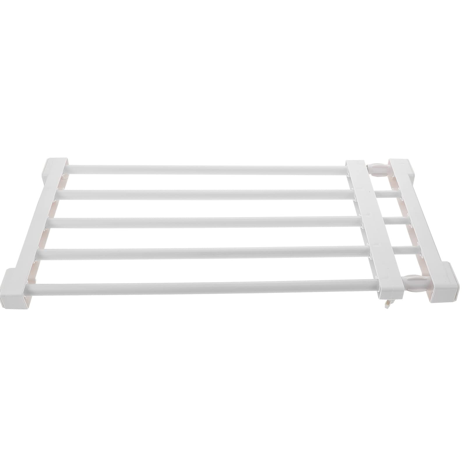 Adjustable Telescopic Wardrobe Tension Rod - White PP Wall-Mounted Layered Partition Shelf for Closet, Kitchen Cabinet & Storage Organization - Perfect for Small Spaces, Home & Office Use