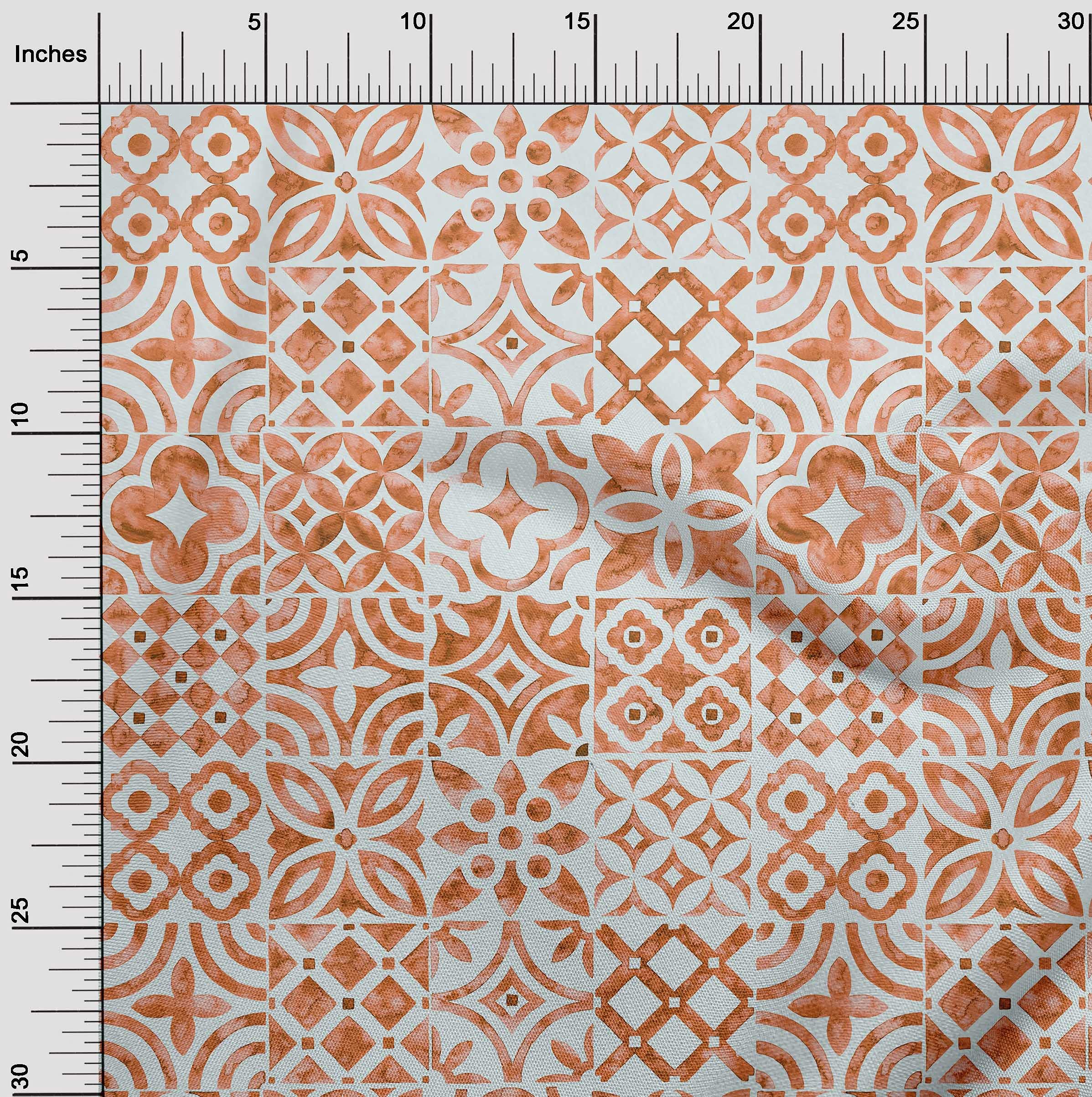 oneOone Polyester Spandex Orange Floral Printed Fabric - 56 Inch Wide Stretch Craft Material for Sewing, DIY Projects, Upholstery & Home Decor | Perfect for Dresses, Curtains & Quilting
