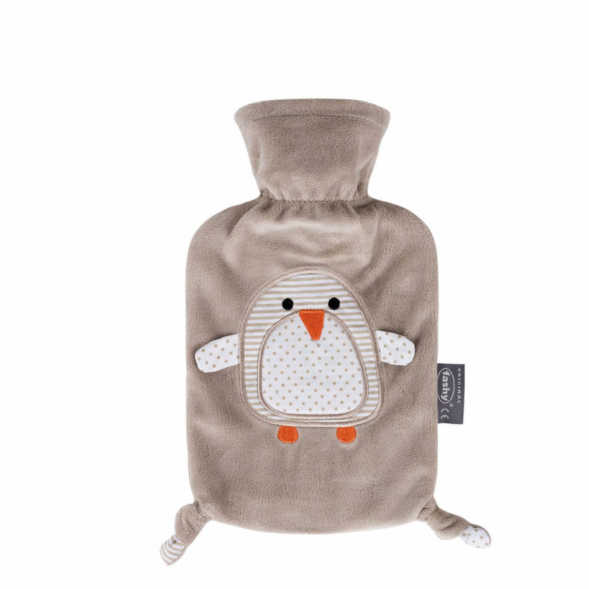 0.8 Liter Fashy Hot Water Bottle with Adorable Penguin Plush Cover - Perfect for Cold Nights, Pain Relief & Cozy Comfort at Home, Office or Travel