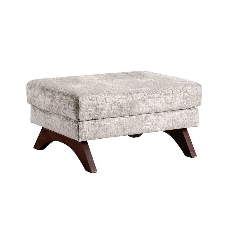 Furniture of America Ardrie Transitional Crescent Wooden Feet Ottoman in Gray - Stylish Footrest for Living Room, Bedroom & Home Decor