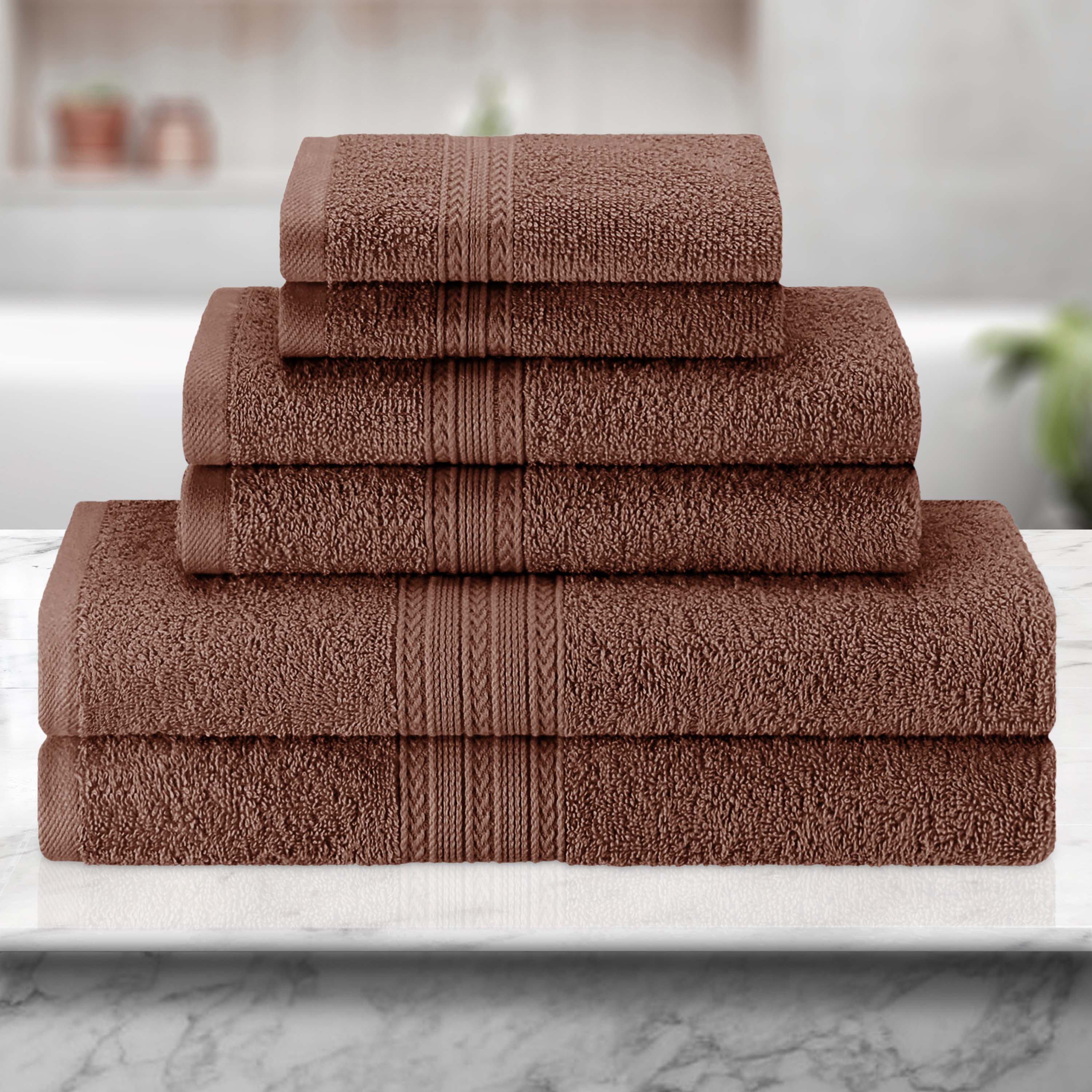 Premium 6-Piece Eco-Friendly Cotton Ring Spun Bath Towel Set - Soft, Absorbent & Sustainable for Spa, Gym, and Luxury Bathroom Use