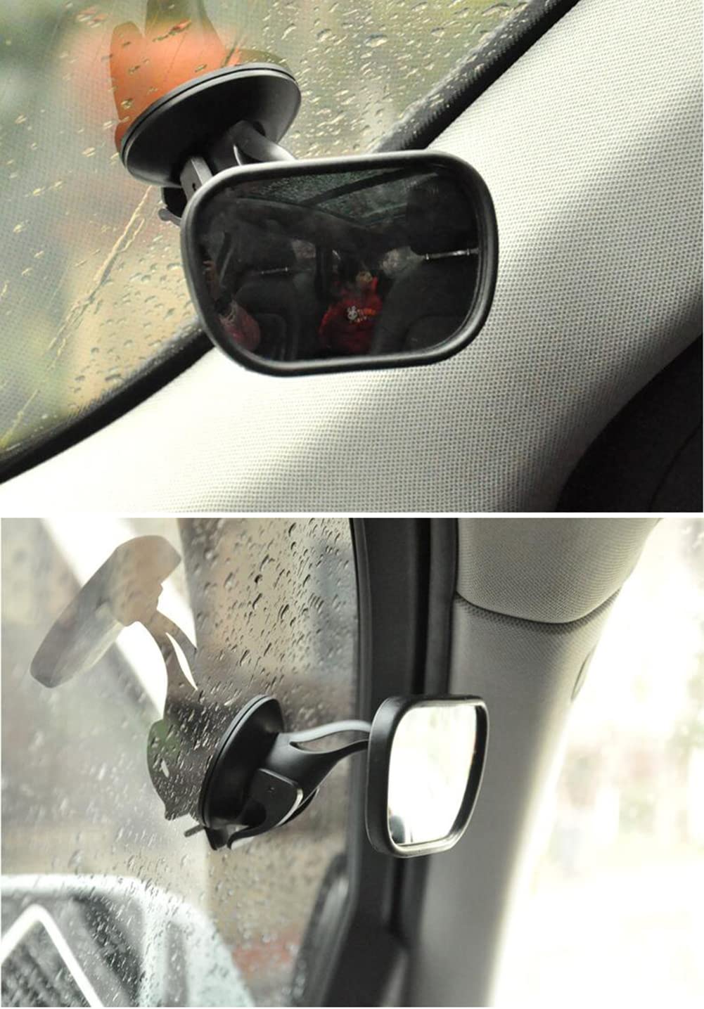 360° Adjustable Shatter-Proof Baby Car Mirror - Black Safety Backseat Mirror for Toddlers & Infants | Acrylic Rearview Suction Cup Mirror for Auto Back Seat | Perfect for Road Trips, School Runs & Safe Driving