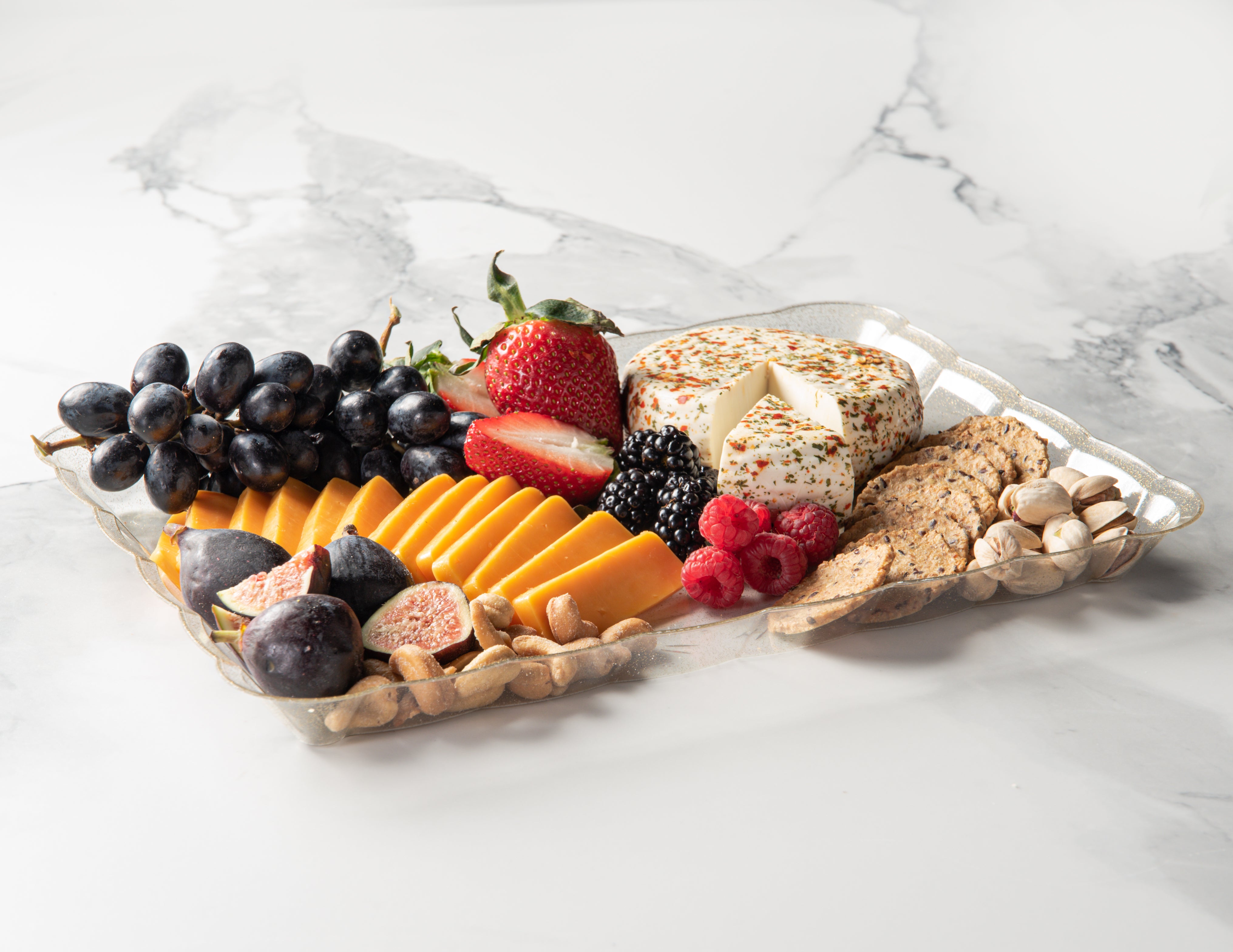 Scalloped Gold Glitter Rectangular Serving Tray Set of 4 - Elegant Party Platter for Weddings, Baby Showers & Home Decor
