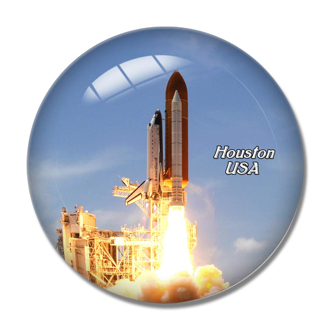 USA NASA Space Center Houston 3D Refrigerator Magnet - Souvenir Crystal Glass Whiteboard Fridge Magnet for Office, Kitchen & Travel Gifts