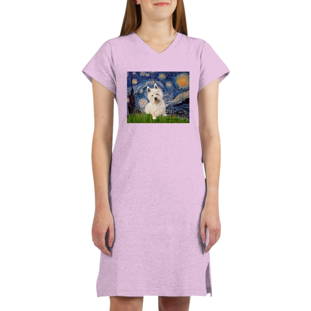 Starry Night Westie Dog Nightshirt - Cute & Comfortable Sleepwear for Women & Men - Perfect for Lounging, Sleeping & Gifts