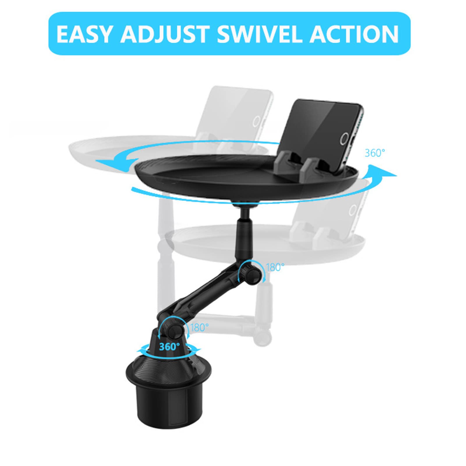 Adjustable Car Tray Stand - Portable Multifunctional Cup Holder & Food Table for Phone, Snacks, Drinks - Perfect for Road Trips, Commuting & Eating On-The-Go