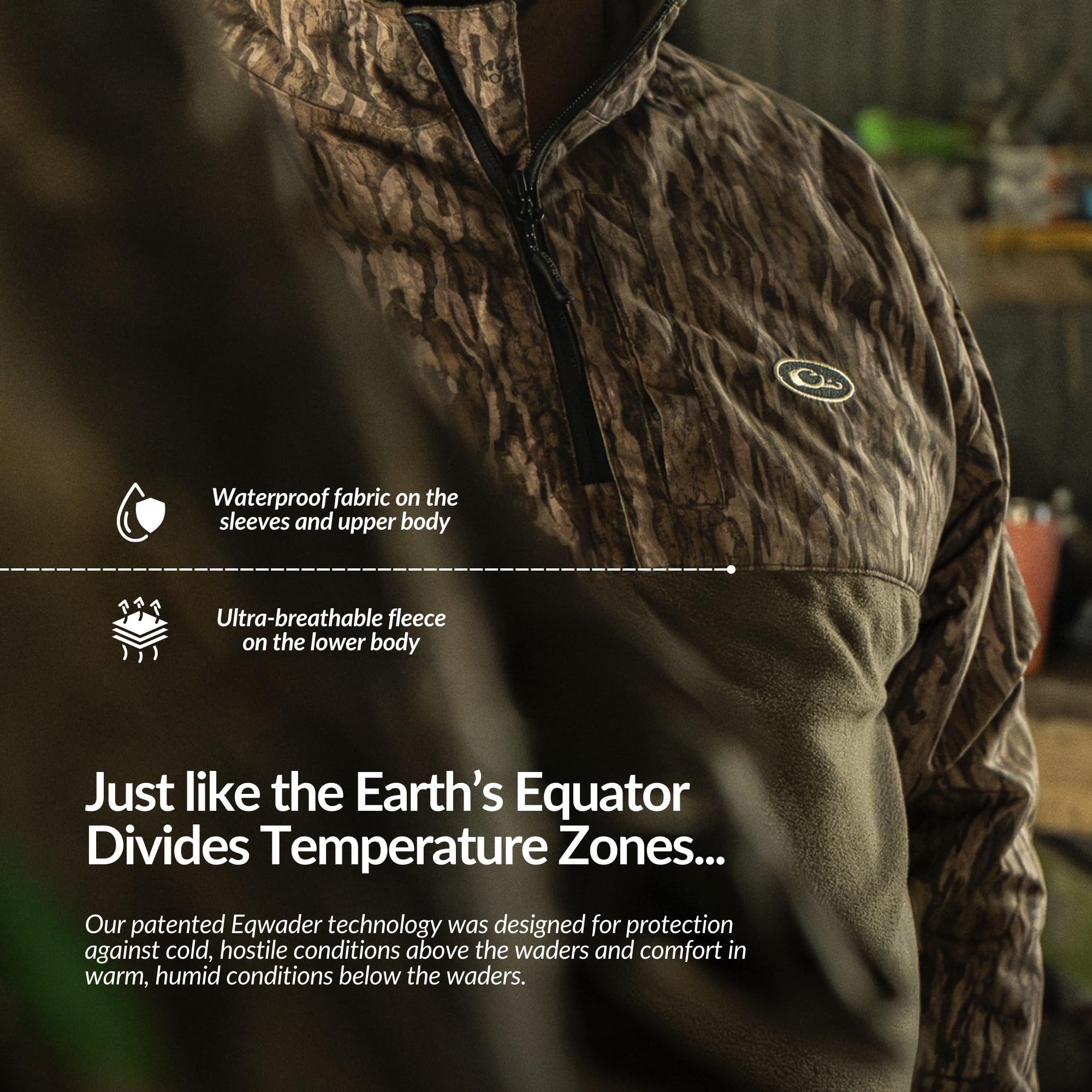 Drake Waterfowl Men's 1/4 Zip Refuge Eqwader™ Pullover - Lightweight Hunting Jacket for Outdoor Adventures & Waterfowl Hunting