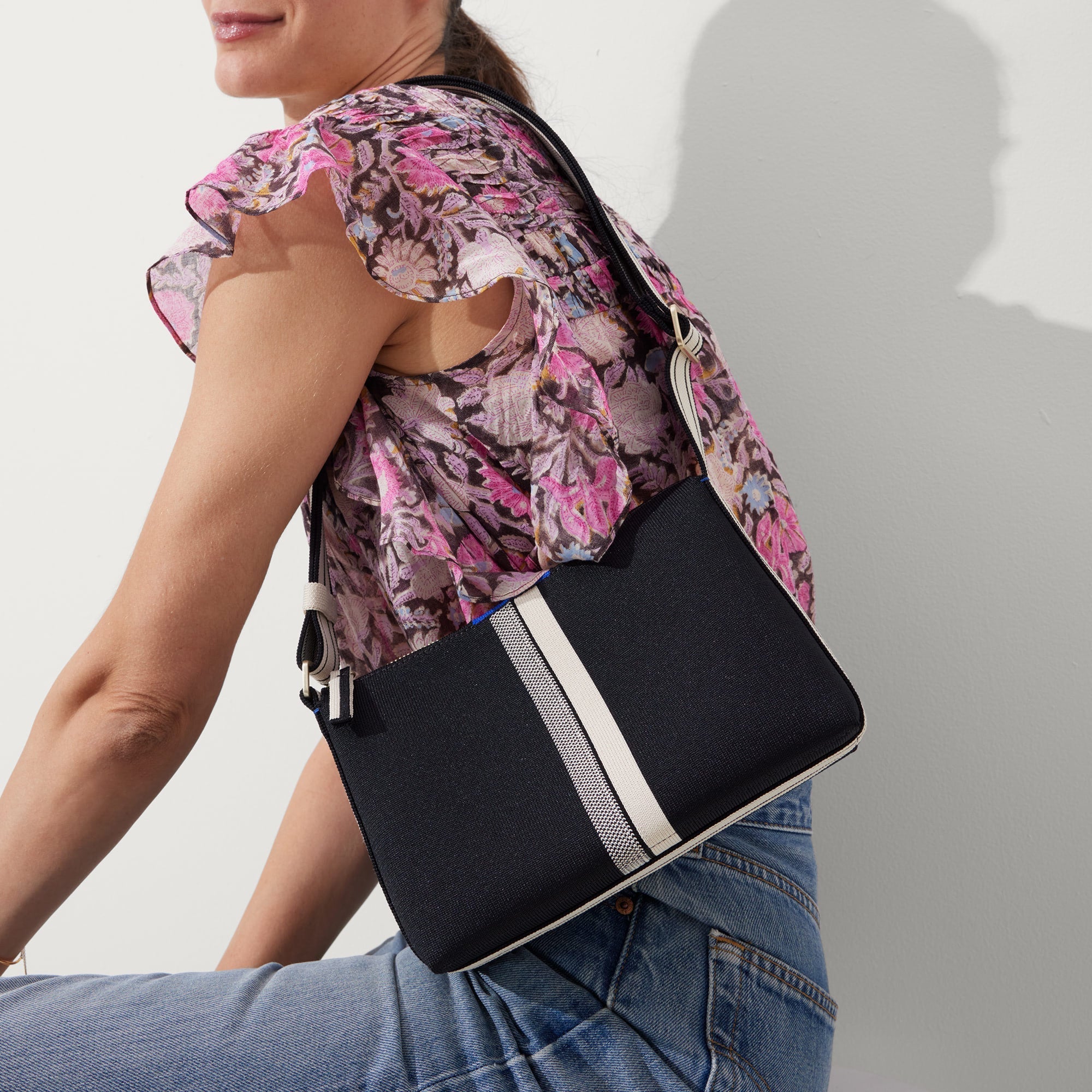Stylish Black and Ivory Striped Crossbody Bag for Women - Perfect for Everyday Use, Travel, and Shopping