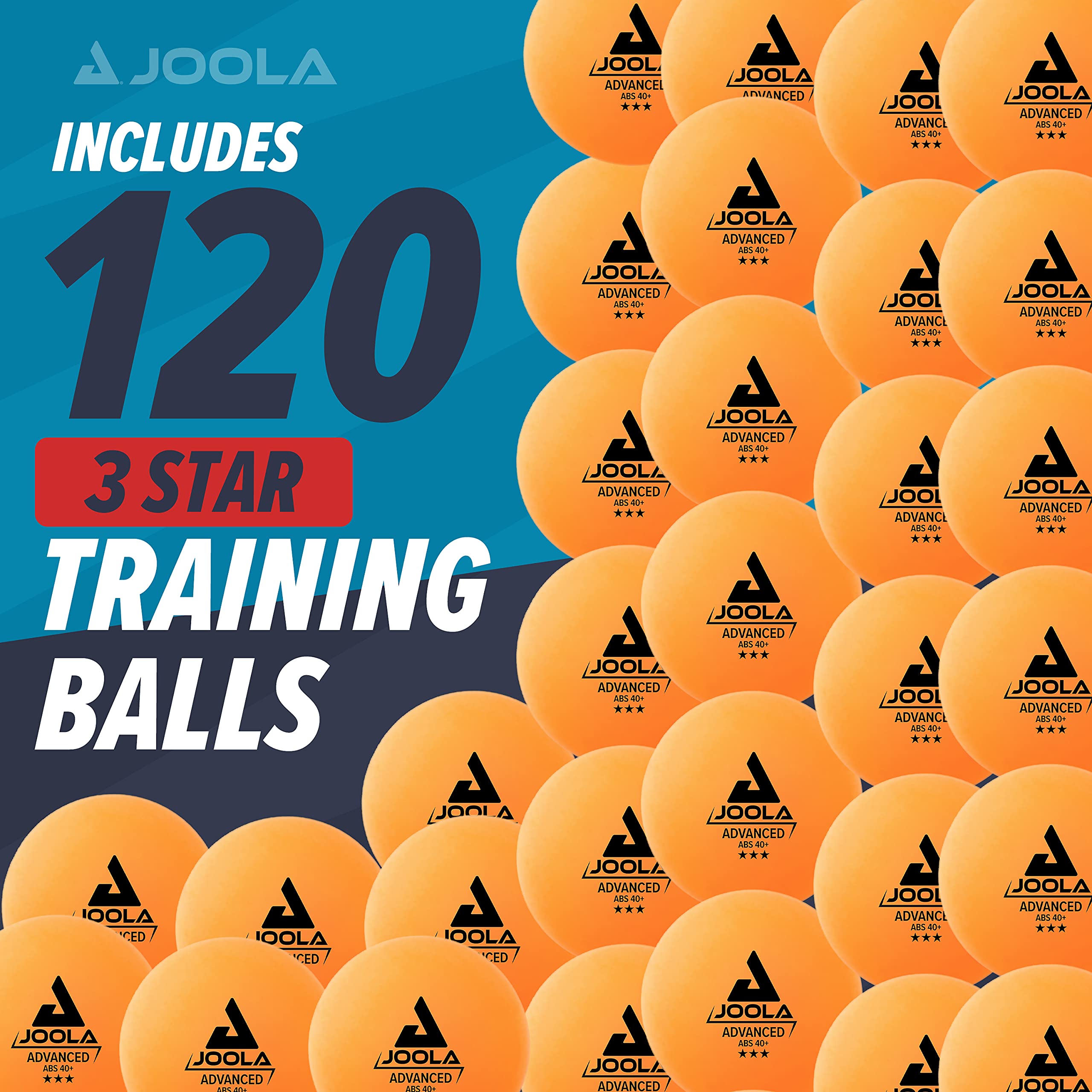 JOOLA Training 3 Star Table Tennis Balls - 40+mm Regulation Size for Competition & Practice - 12/60/120 Pack Bulk Balls - Perfect for Ping Pong Tournaments, Home Play, Cat Toys & Outdoor Games