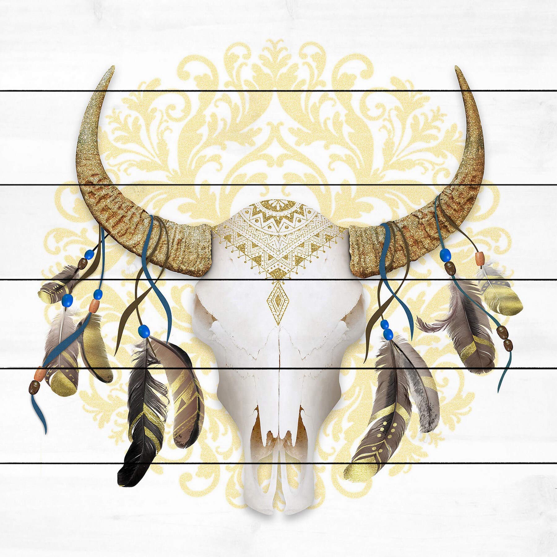 Premium 'Dangling Feathers II' Art Print by Marmont Hill - Framed White Wood Wall Decor for Living Room, Bedroom & Office