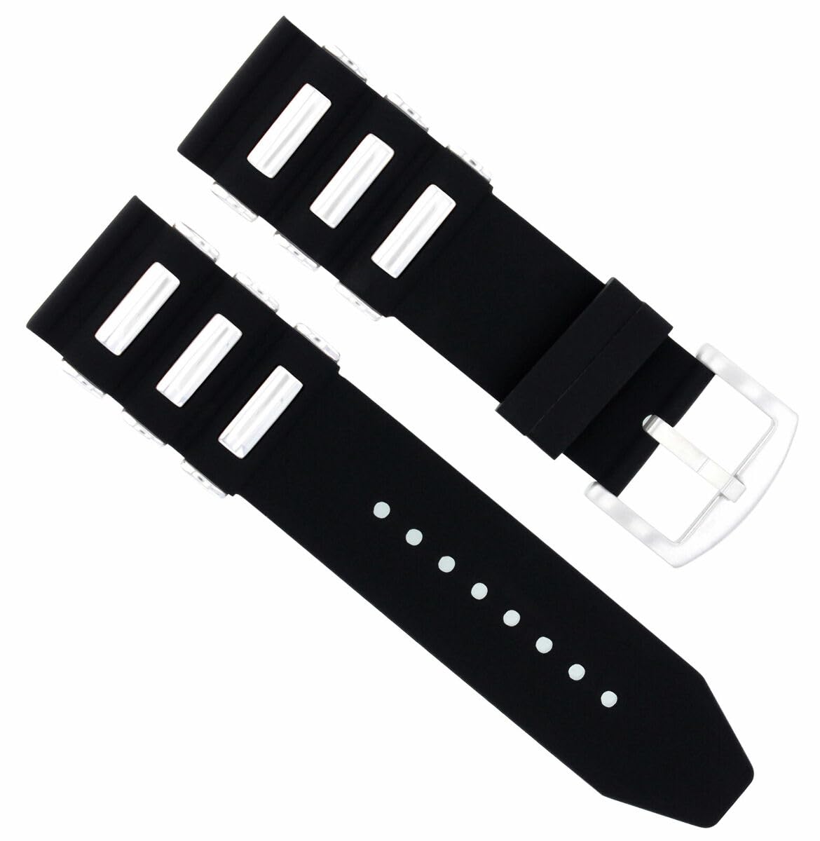 22mm Rubber Diver Watch Band Strap - Compatible with Montblanc Timewalker Stainless Steel Watch - Black Replacement Strap for Swimming, Diving & Outdoor Activities