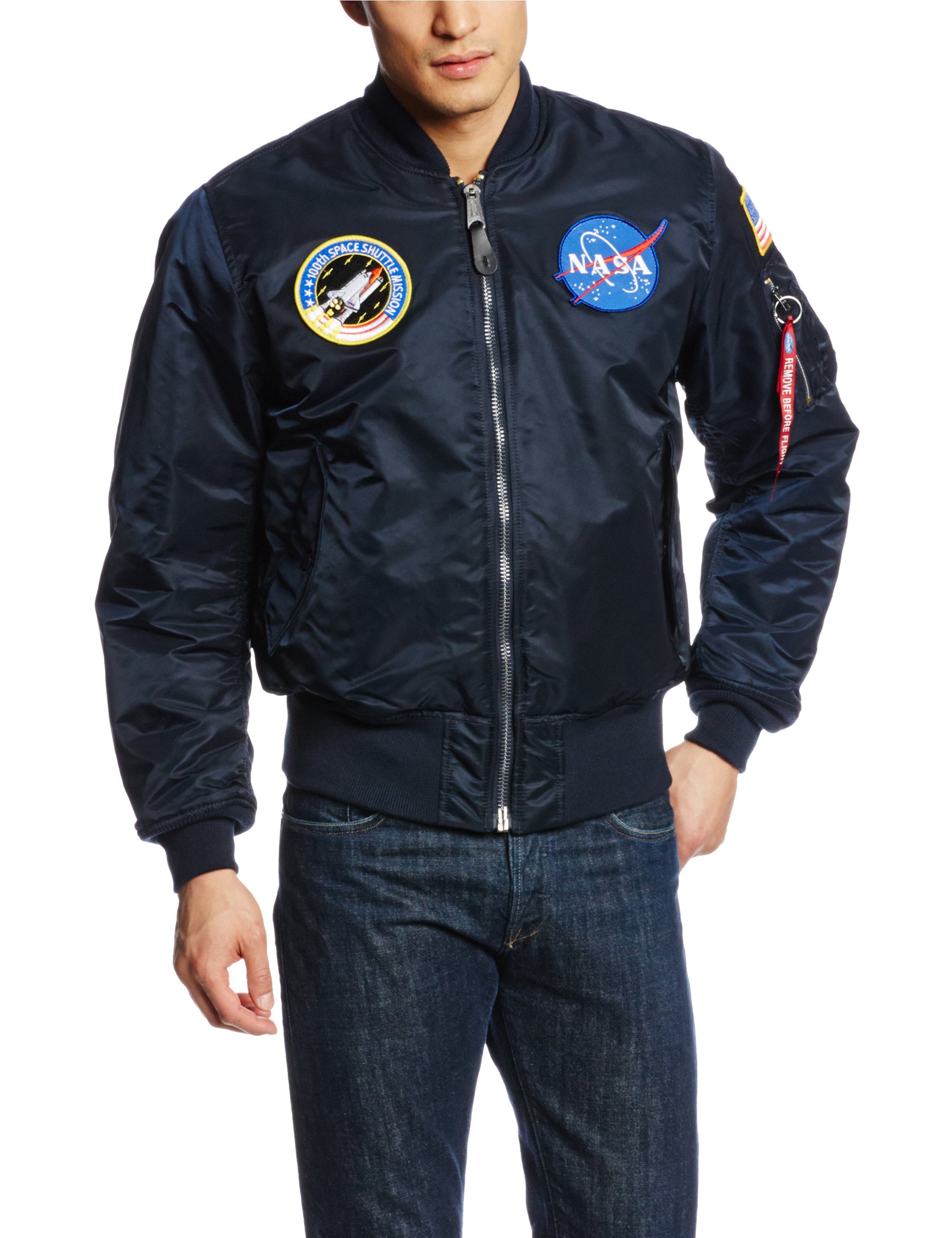 Alpha Industries MA-1 NASA Bomber Jacket - Men's Military Flight Jacket with Water-Repellent Nylon - Perfect for Aviation Enthusiasts & Streetwear Fashion
