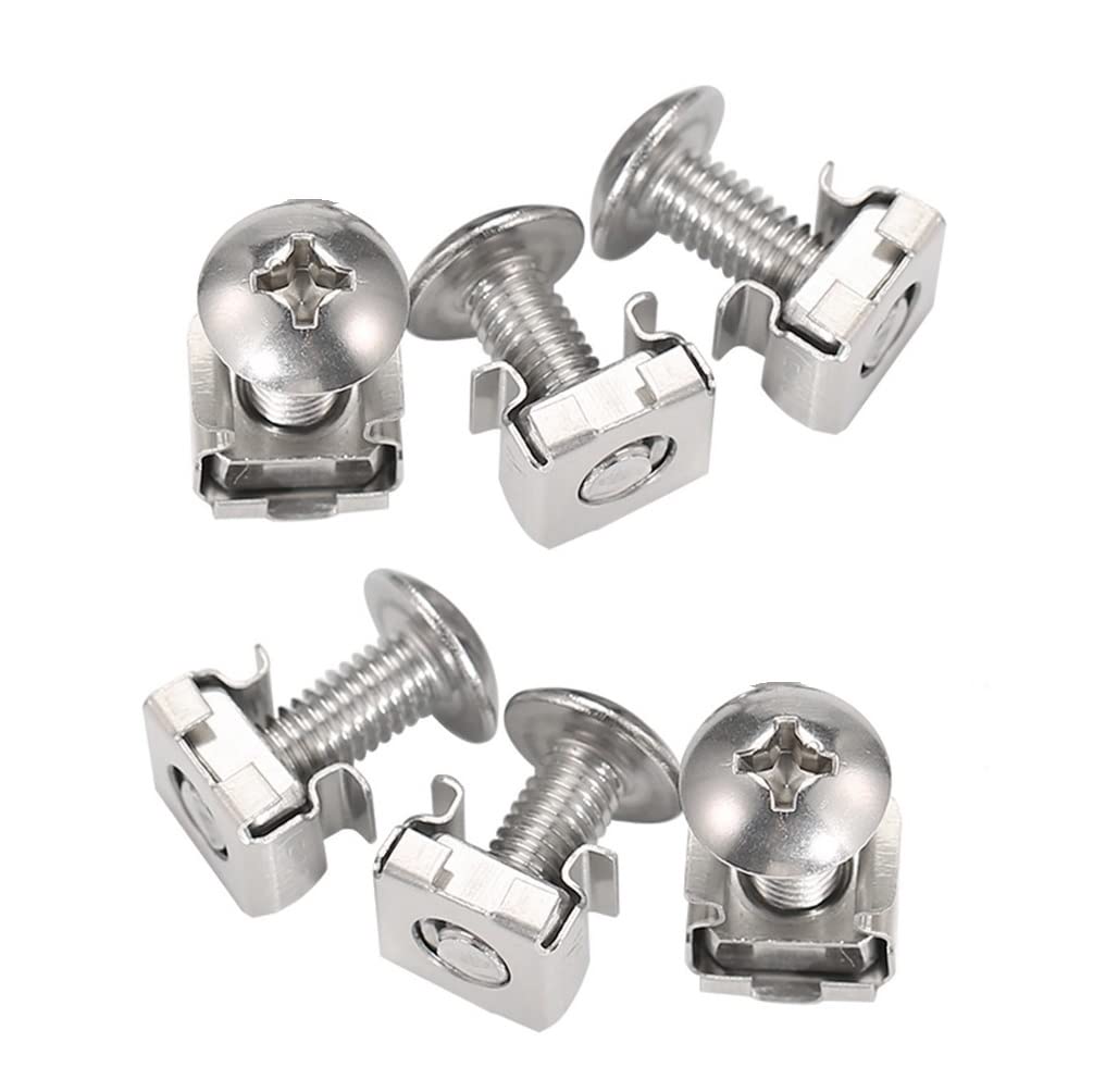 Stainless Steel M6x25mm Rack Cage Nuts & Bolts Set (10 Pack) for Server Cabinet Mounting