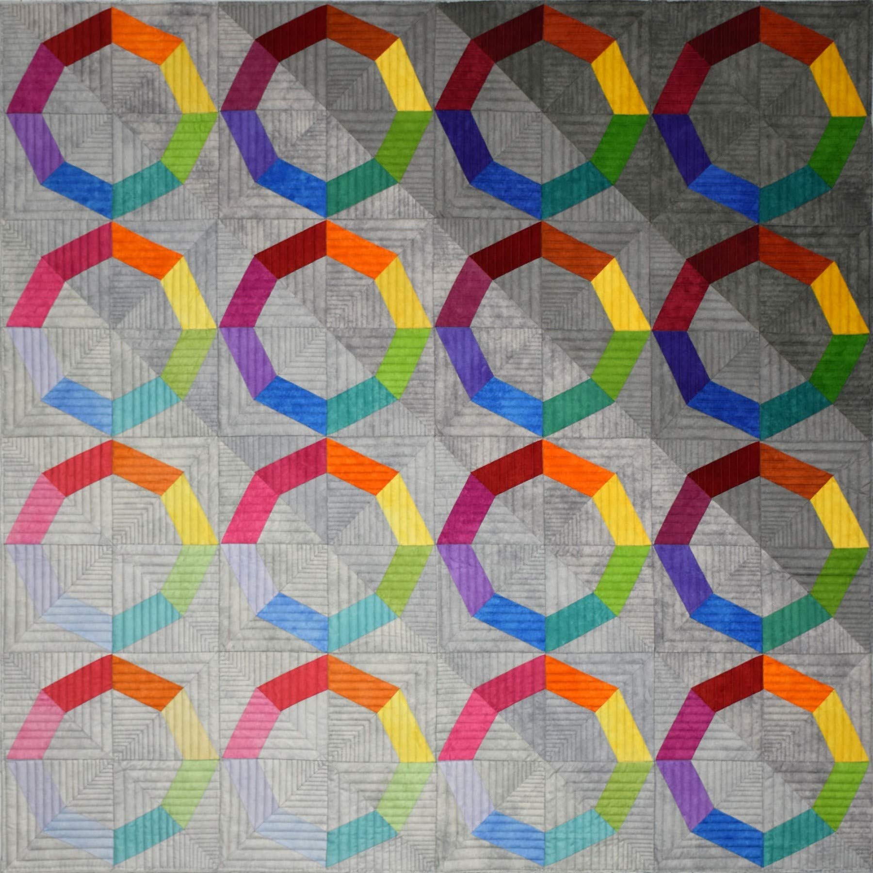 Maywood Studio Shadow Play Spectrum Quilt Kit - Premium DIY Quilting Supplies for Bedding, Home Decor & Craft Projects