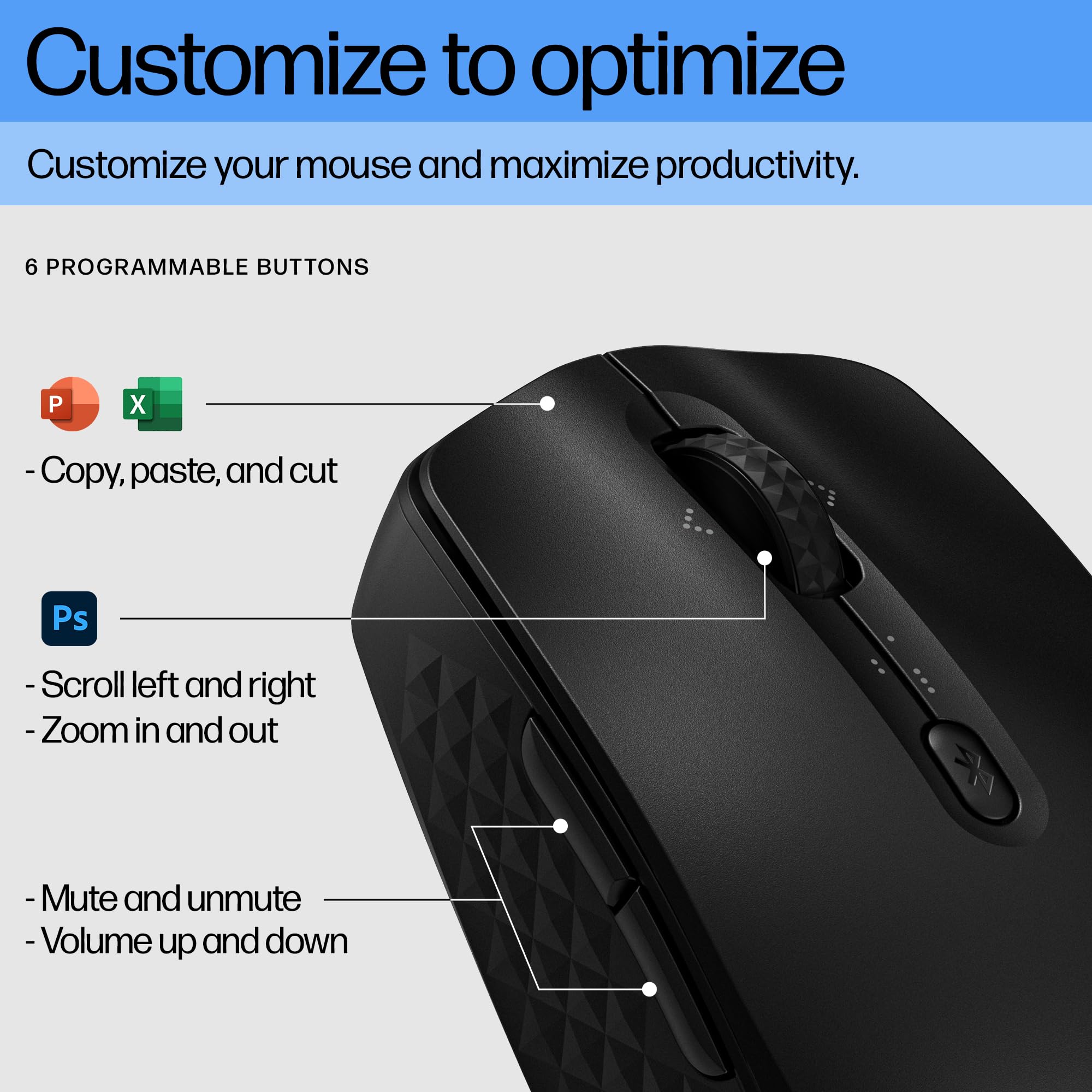 HP 420 Programmable Bluetooth Mouse - Wireless Multi-Device Mouse with Swift Pair for 3 Devices, 2-Year Battery Life, 4000 DPI, Silent Clicks - Compatible with Windows, Mac, Chromebook, Laptop, Notebook (Black) - Perfect for Office Work, Remote Work, and Home Computing (7M1D3AA)