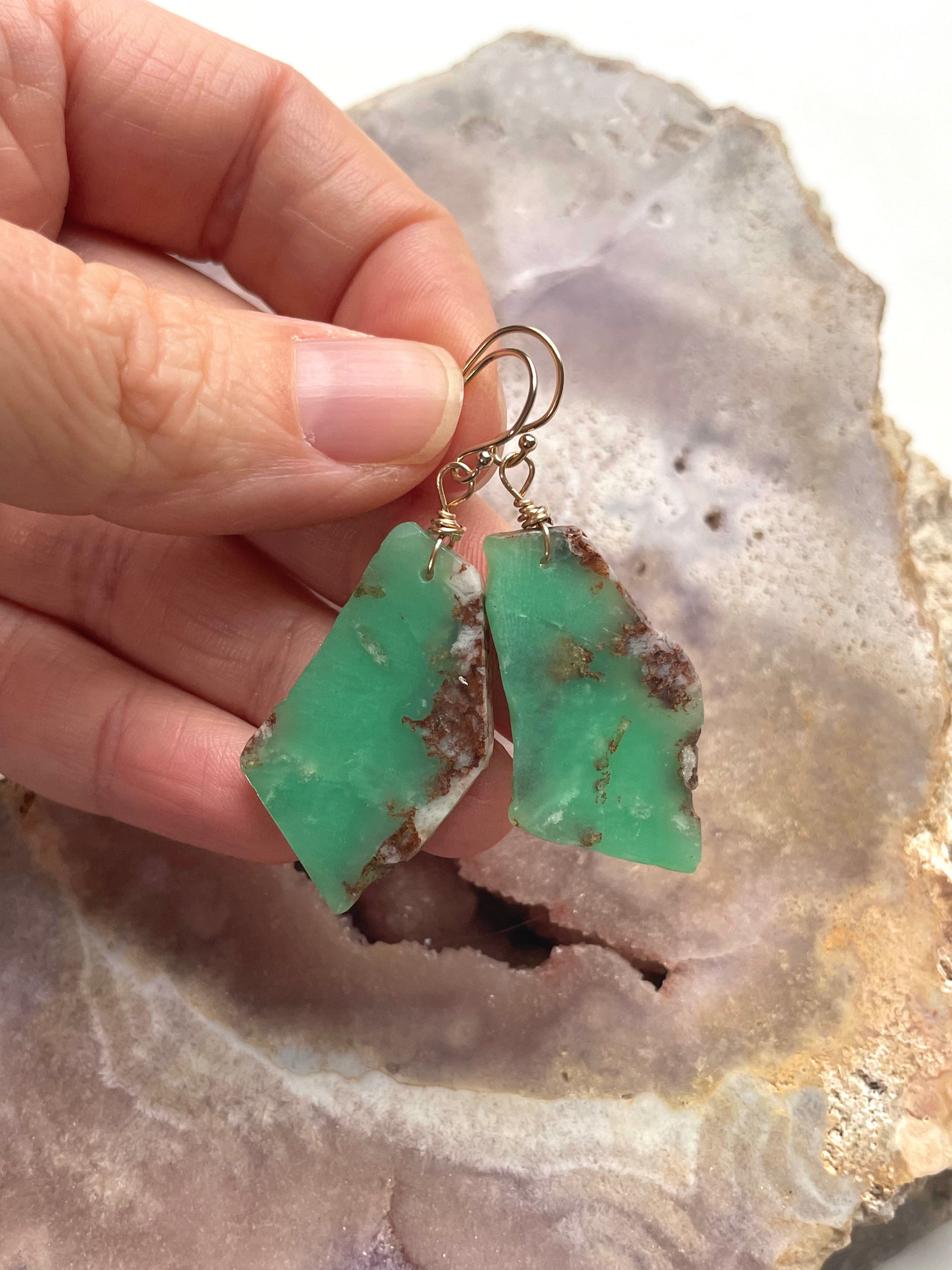 Stunning Chrysoprase Statement Earrings in 14K Gold Fill - Elegant Dangle Earrings for Women, Perfect for Weddings, Parties & Special Occasions