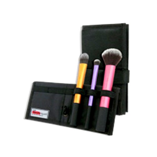 (3 Pack) Real Techniques Travel Essentials Makeup Brush Set - Perfect for On-The-Go Beauty & Travel Cosmetics Application | Compact & Portable for Vacation, Business Trips & Gym Bag