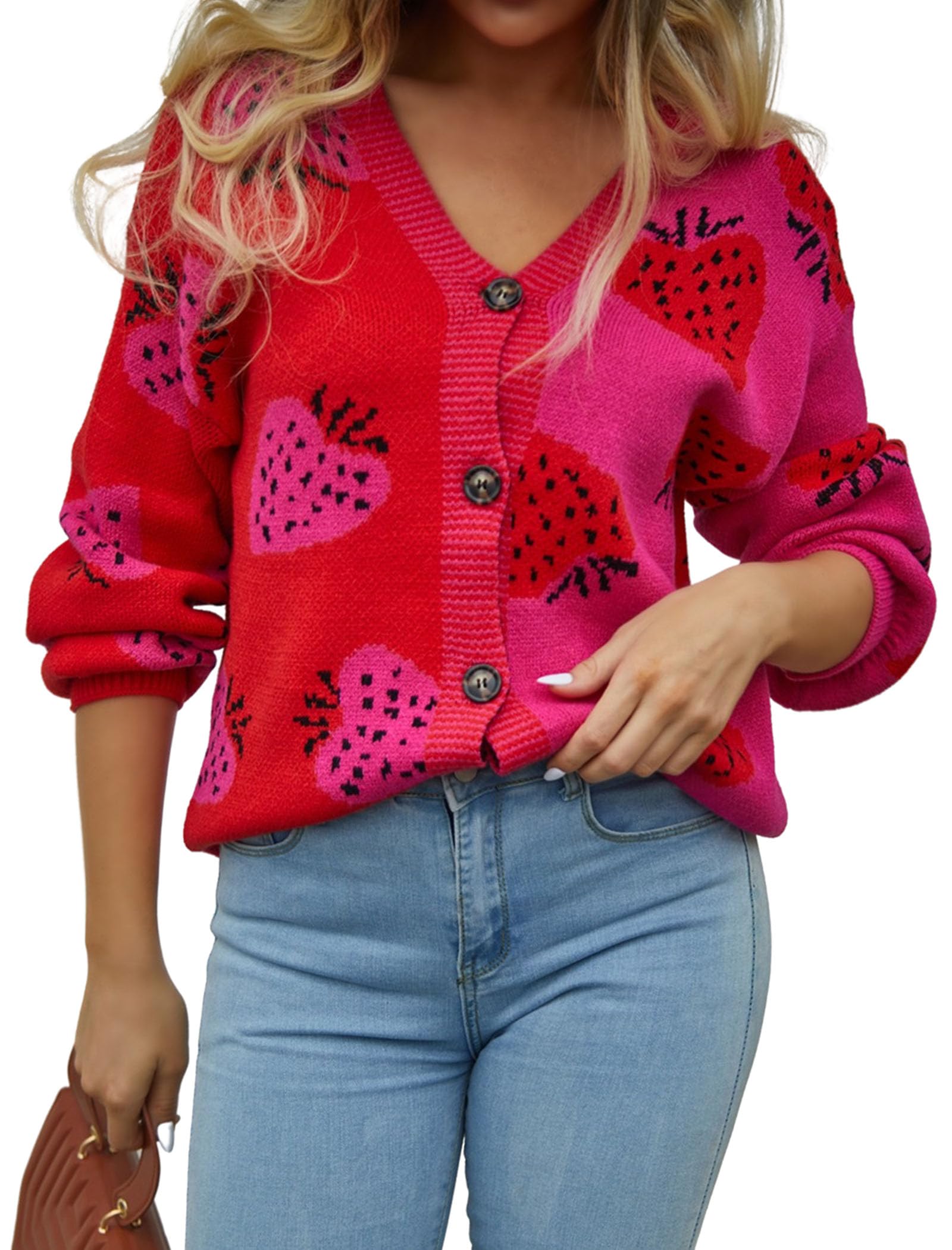 ECOWISH Women's Floral Cropped Cardigan - Long Sleeve Open Front Fuzzy Daisy Print Knit Sweater | Y2K Casual Outerwear for Fall | Perfect for Layering, Coffee Dates & Autumn Outfits