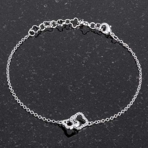 1 Ct Rhodium Plated Floral Link Bracelet for Women - Elegant Interlocking Design for Parties, Weddings & Everyday Wear