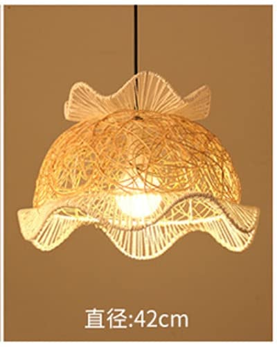 Japanese Bamboo Art Pendant Light - Modern LED Hanging Lamp for Living Room, Bedroom, Cafe & Bar Decor - Handwoven Weaving Lamp Shade in Warm Light (Flowerpot Size) - Perfect for Cozy Ambiance and Zen Home Decor
