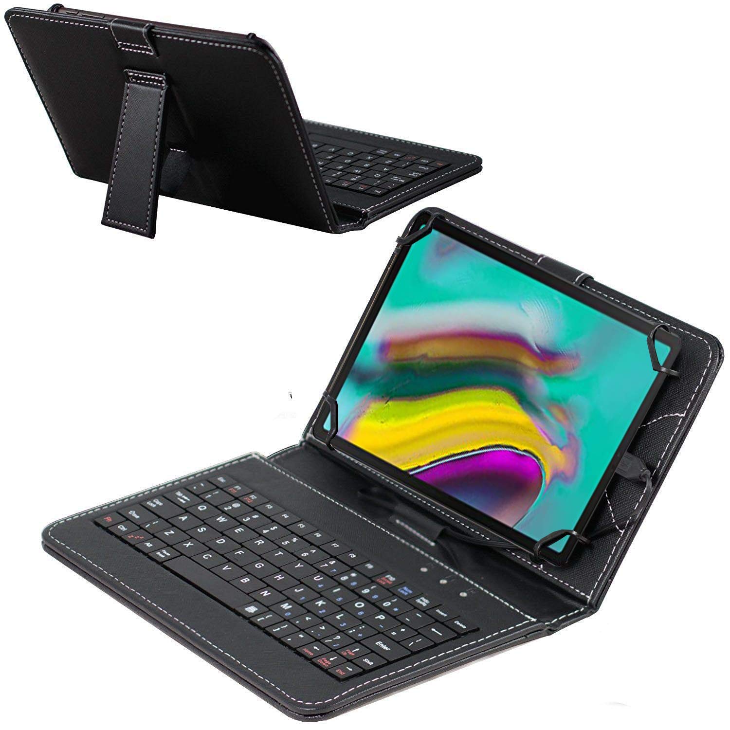Navitech Black Keyboard Case for Elecost E10.1, Fengxiang & Fullwei 10.1-Inch Tablets - Slim Protective Cover with Backlit Keys | Perfect for Work, Study & Travel