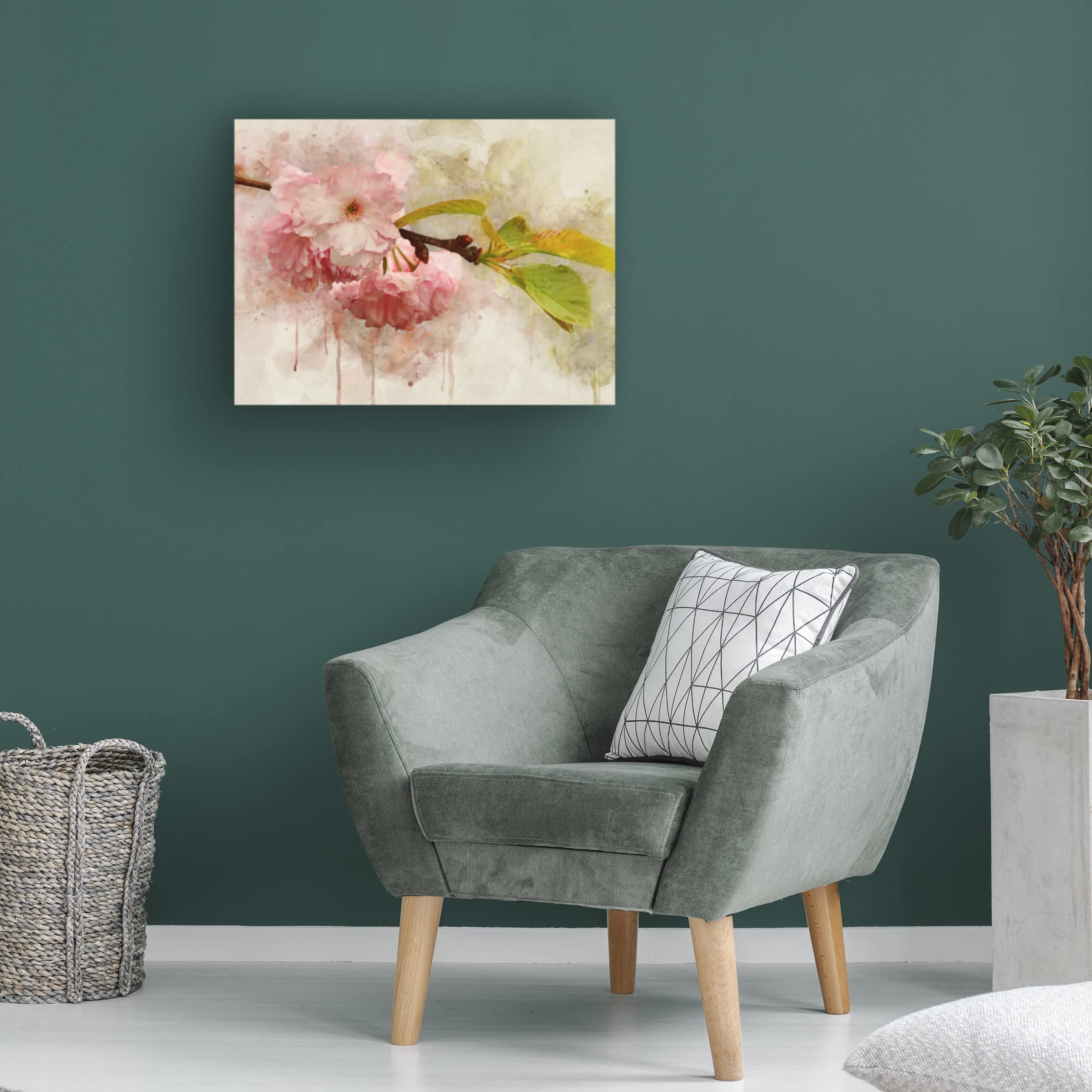 Leda Robertson 'Blossom Elegance I' Floral Canvas Wall Art - Handmade Oil Painting Reproduction for Living Room, Bedroom & Office Decor