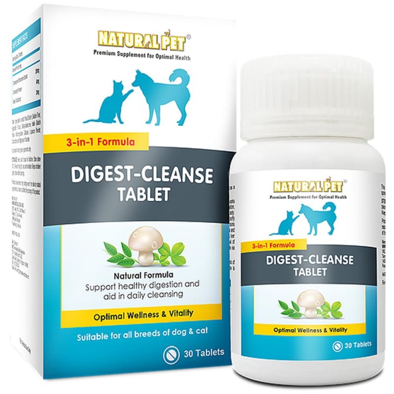 Natural Pet Digest Cleanse Supplement - 30 Tablets for Dogs & Cats | Supports Healthy Digestion & Gut Health | Use Daily for Optimal Pet Wellness