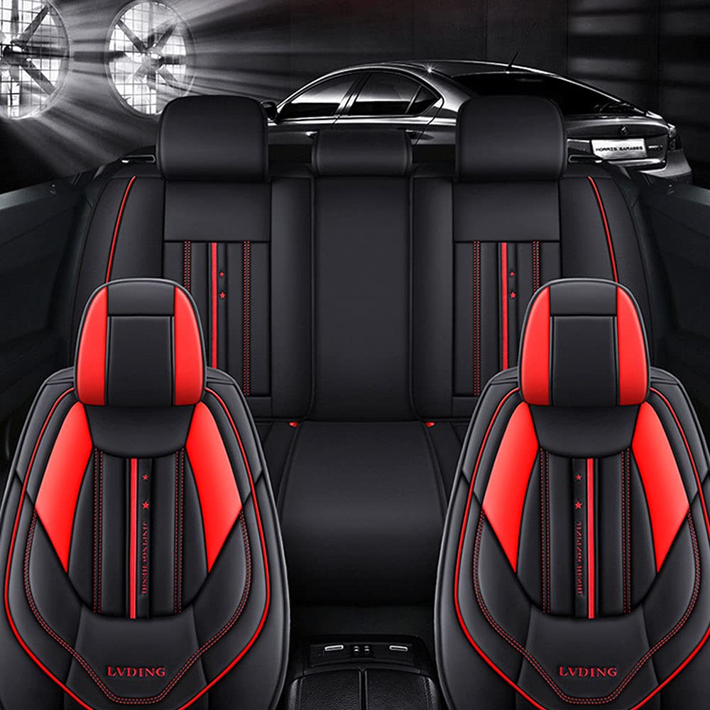 2007-2021 Jeep Compass Universal Car Seat Covers - Waterproof, Anti-Slip, Airbag Compatible - Black & Red - Easy to Clean Car Protectors for Comfort & Style - Perfect for Daily Commute, Road Trips & Outdoor Adventures