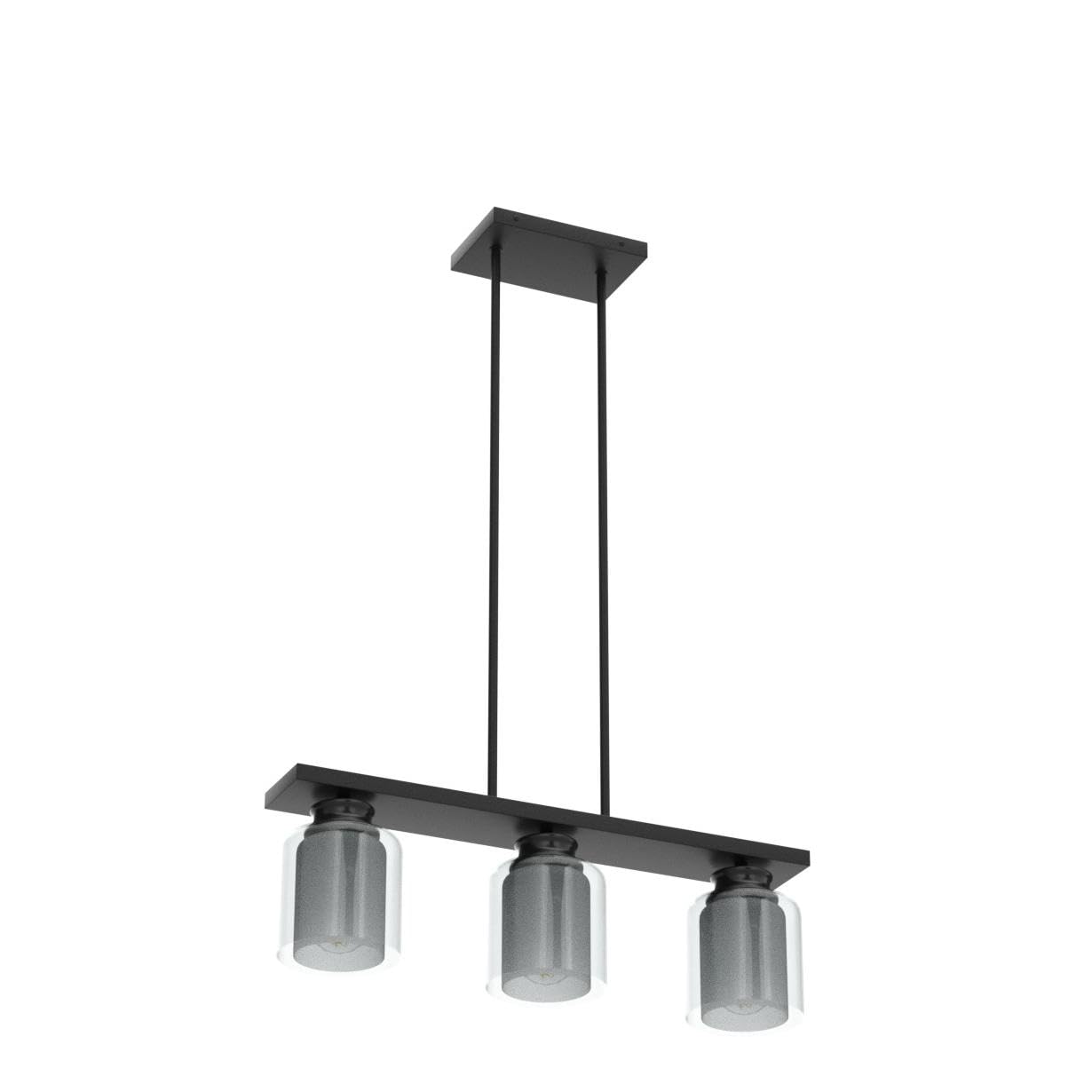 DLLT 3-Light Industrial Pendant Lighting Fixture - Metal Kitchen Island Hanging Light with Glass Shade, Farmhouse Flush Mount Ceiling Light for Dining Room, Foyer, Restaurant, Bar - E26 Base - Perfect for Modern Farmhouse Decor & Commercial Spaces