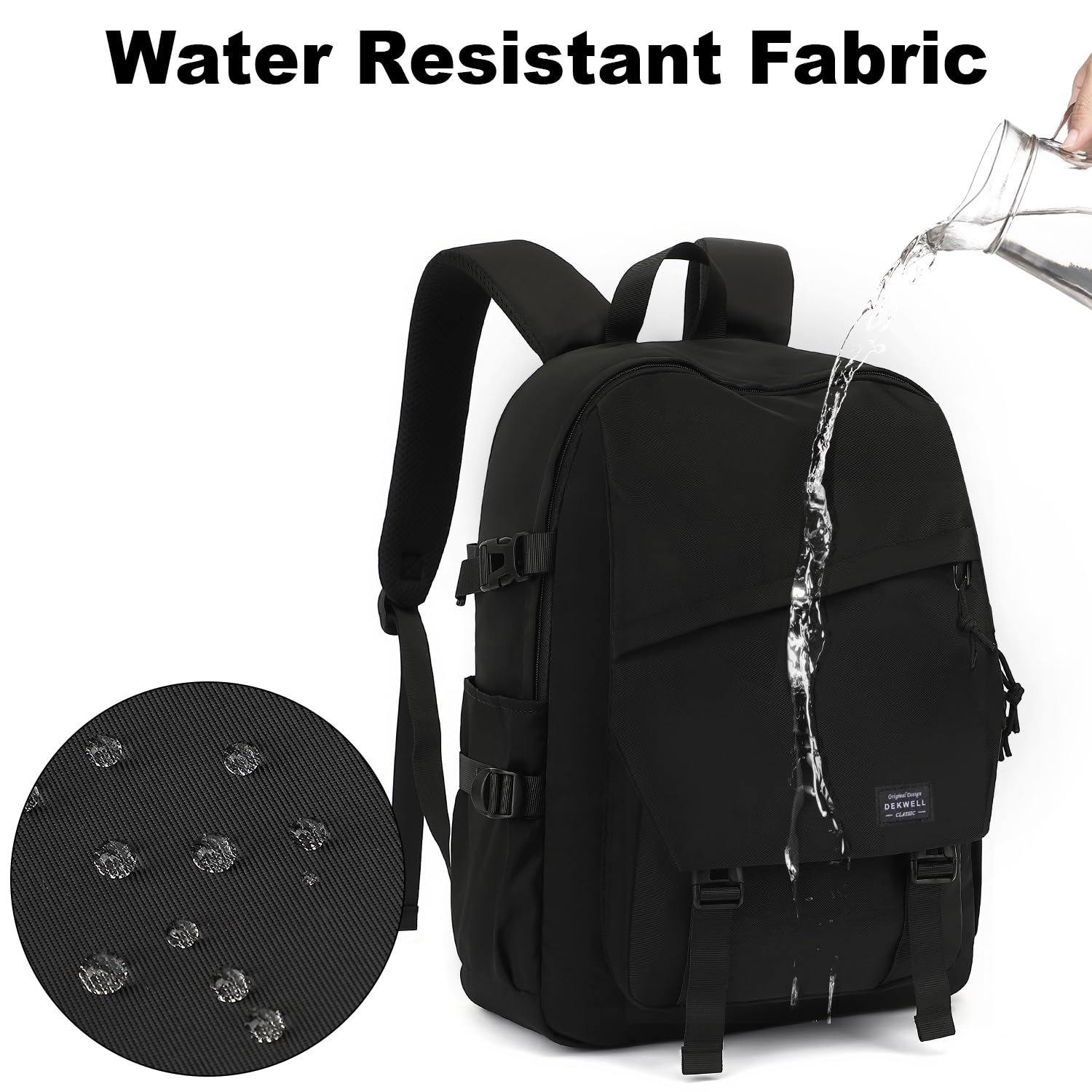 Stylish Black School Backpack for Teens & College Students - 15.6 Inch Laptop Backpack for Women & Men - Durable High School & Travel Backpack - Perfect for Daily Use, Commuting & Campus Life