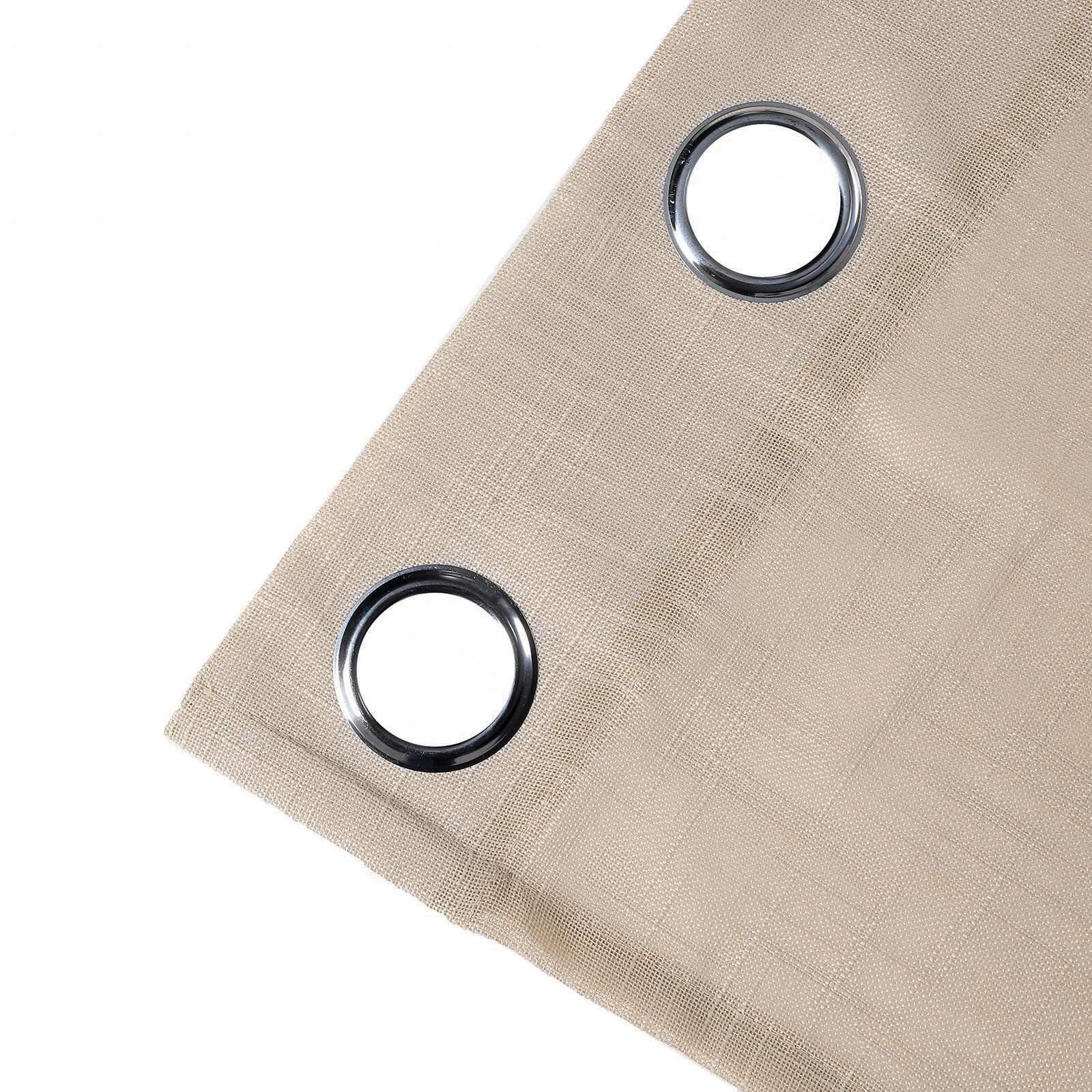 2 Pack 52x64 Inch Faux Linen Curtain Panels with Chrome Grommets - Light Filtering Window Drapes for Living Room & Bedroom