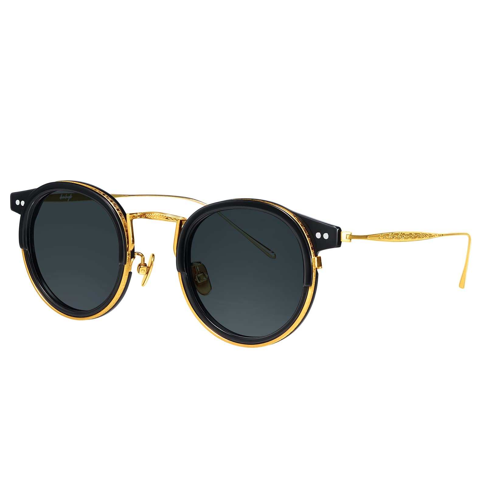 Donahugh Cooper Round Titanium Acetate Sunglasses with Glass Lens - UV Protection Polarized Sunglasses for Men & Women - Perfect for Driving, Beach & Outdoor Activities