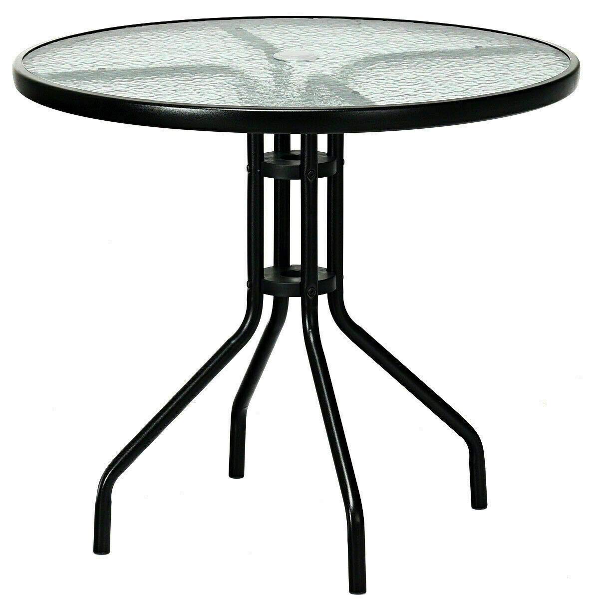 Tangkula 3-Piece Outdoor Bistro Set with Rocking Glider Chairs & Glass Table - Patio Furniture with Umbrella Hole for Garden, Deck, and Backyard Relaxation