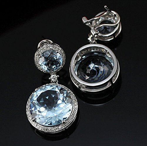 14K White & Yellow Gold Diamond Stud Earrings for Women - Real Tanzanite & Amethyst Gemstone Jewelry | Perfect for Engagement, Wedding & Anniversary Gifts | Elegant Everyday Wear & Special Occasions