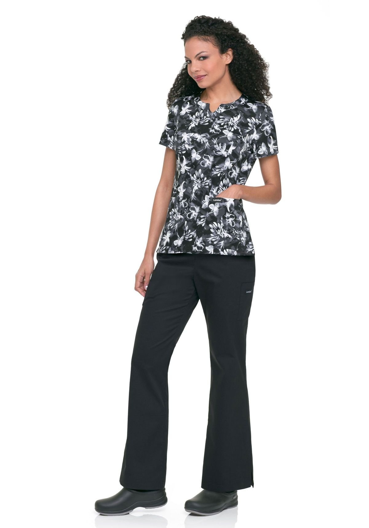 Landau Women's Crossover Notched Neckline Smart Stretch Top - Comfortable Work & Casual Blouse for Office, Date Night & Everyday Wear