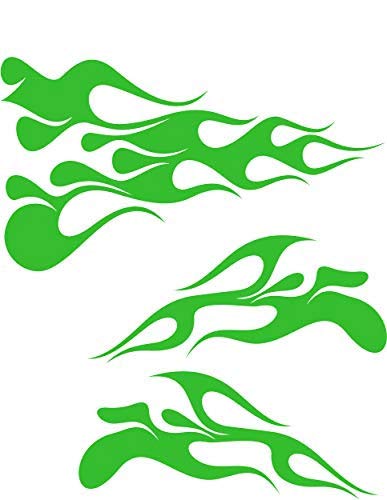 DG32-XXX Universal Flame Decal Kit - High-Quality Vinyl Stickers for Golf Cart, Lawn Mower, Tractor, UTV, RC, ATV & Motorcycle (Large Size, DG32-061 Green) - Perfect for Customizing Vehicles and Equipment