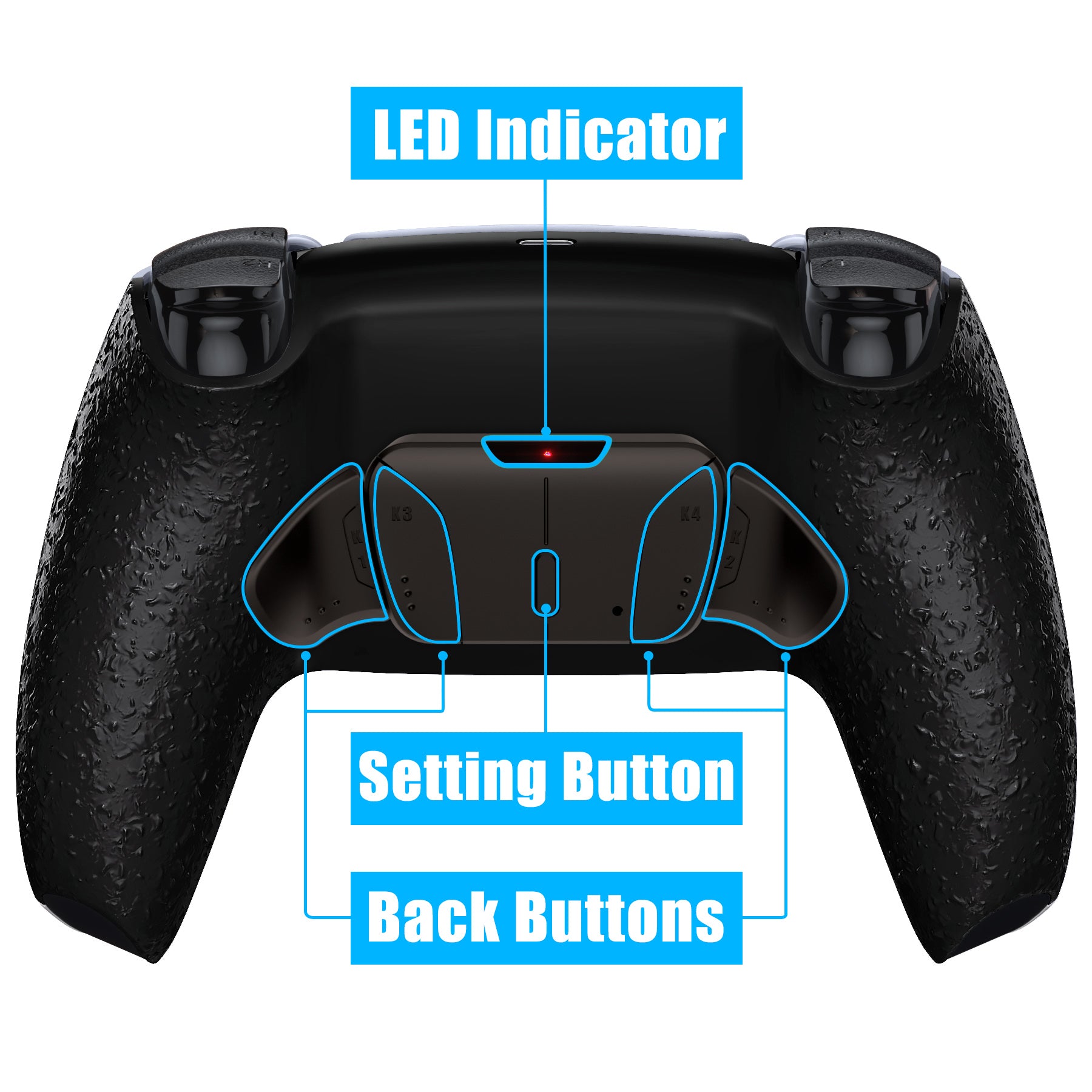 eXtremeRate Black Real Metal Buttons (RMB) Version RISE4 Remap Kit for PS5 Controller BDM-010/020 - Textured Black | Premium Customization for Enhanced Gaming Performance | Perfect for Competitive Gaming & Professional Esports