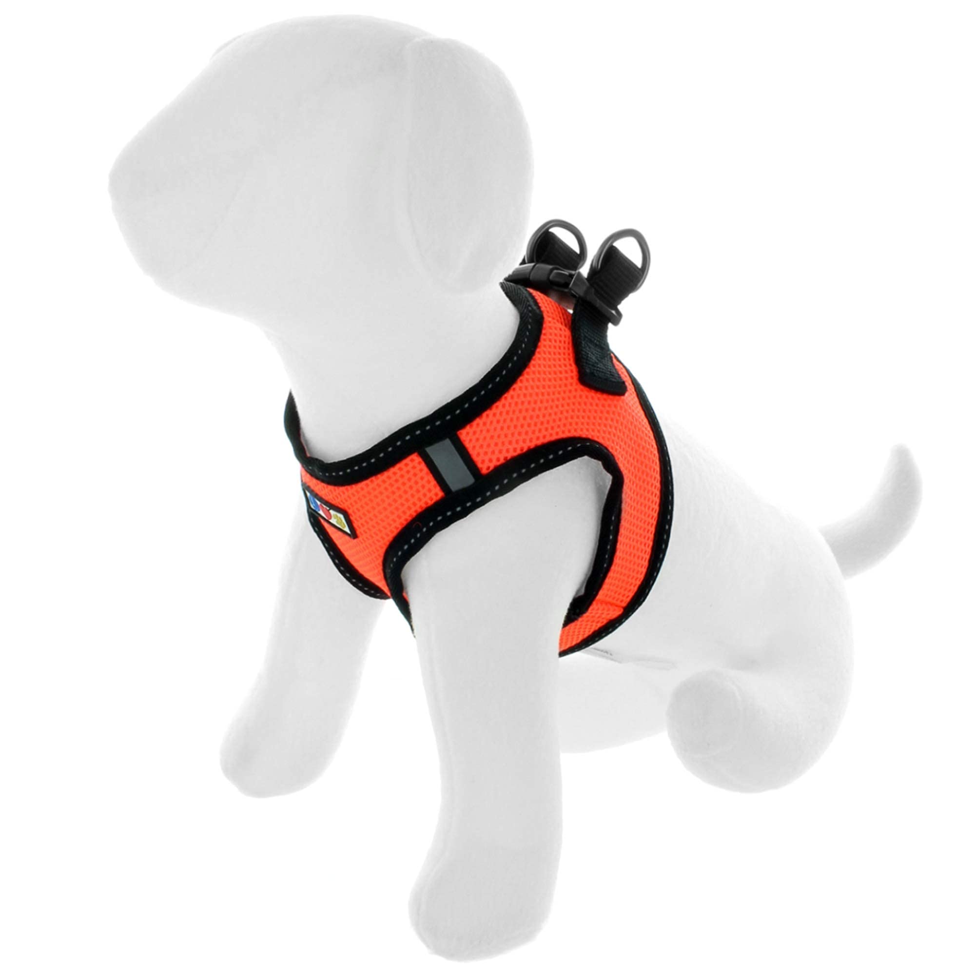 Pawtitas Reflective Dog Harness, Collar & Leash Set - Extra Small, Orange | Adjustable Mesh Vest for Small Dogs | Perfect for Night Walks, Training & Outdoor Adventures