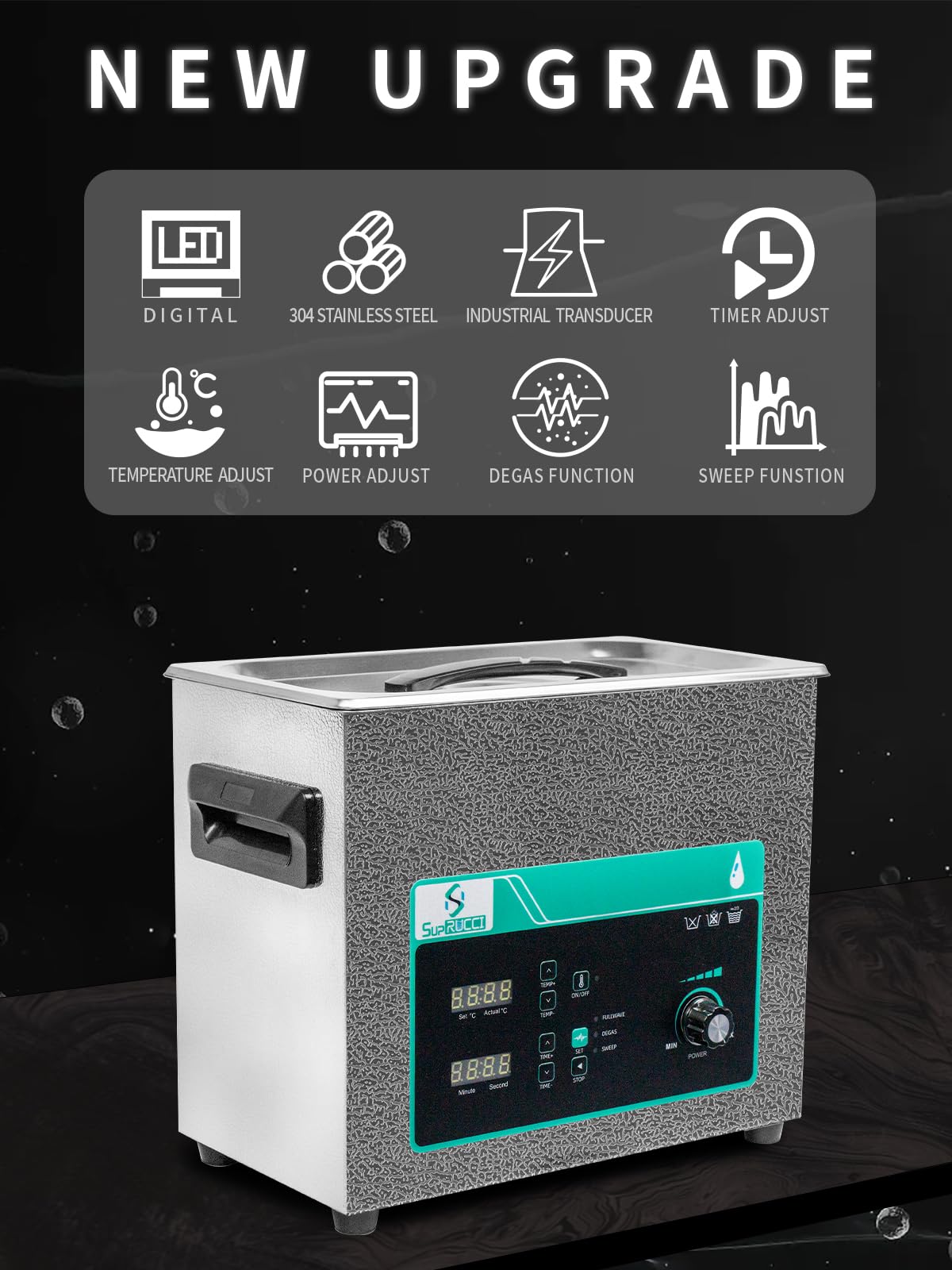 6L Ultrasonic Cleaner with Sweep Function & 180W Adjustable Power - Professional Cleaning for Carburetors, Engine Parts, Guns, Jewelry, Watches & More | Perfect for Automotive, Industrial & Home Use