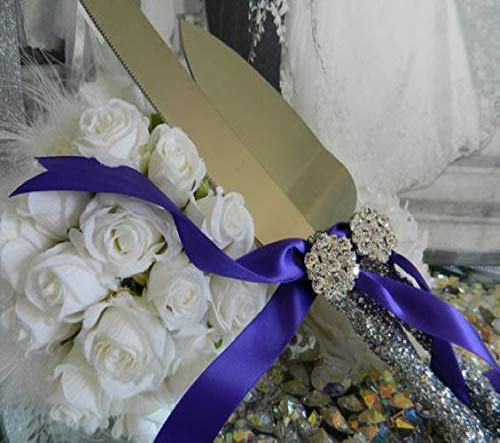 Elegant Wedding Champagne Flutes Set - 2 Crystal Champagne Glasses & 2 Silver Cake Knives (4-Piece) for Bridal Showers, Wedding Toasts & Anniversary Gifts - Perfect for Romantic Celebrations & Couples' Special Moments