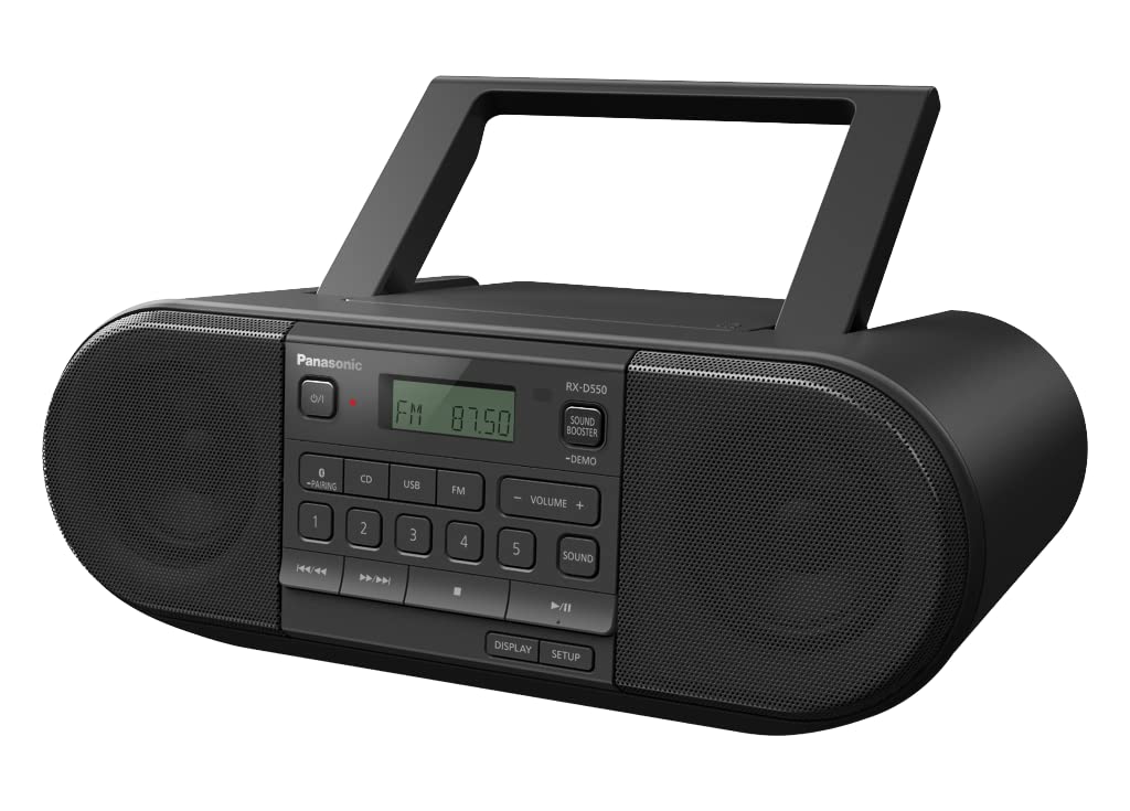 Panasonic RXD550 Portable AM/FM Radio with CD Player, Bluetooth, USB - Black | Perfect for Home, Office, Travel & Outdoor Use