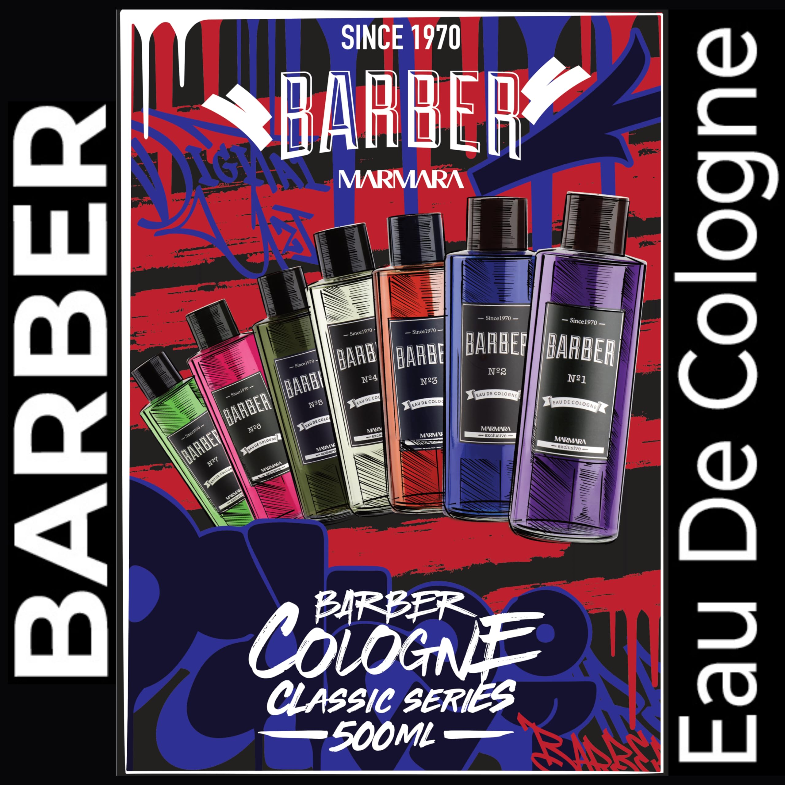 Marmara Barber Cologne No.2 - 6-Pack 500ml Bottles for Professional Barbers & Traditional Shaving Enthusiasts | Perfect for Barber Shops, Grooming Kits & Men's Skincare Routine