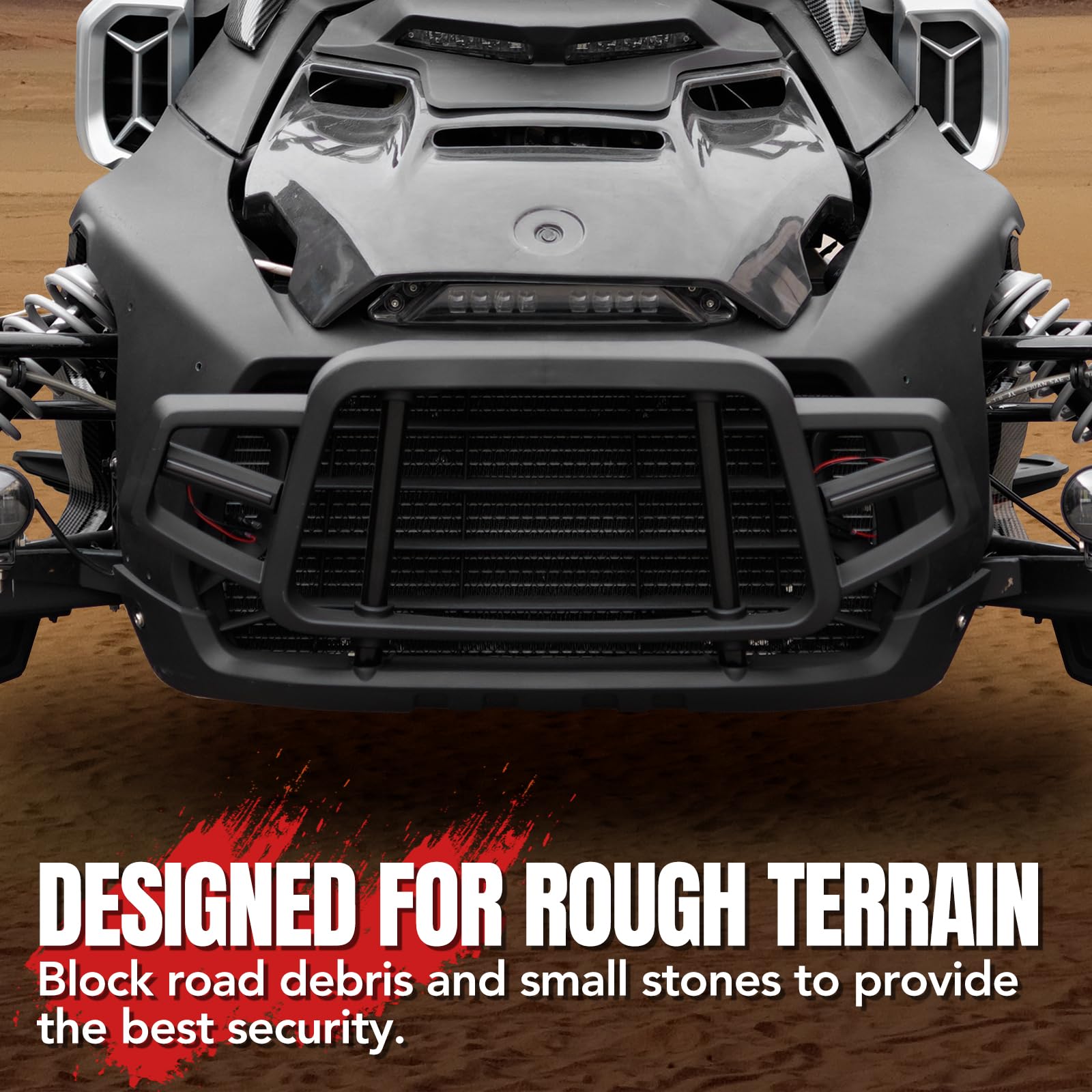 Can Am Ryker 600 900 Rally Front Bumper Guard with LED Lights - UTV PRO Vehicle Protection Brush Guard with LED Accent Lights - Replacement for OEM #219401108 - Perfect for Off-Roading & Night Riding