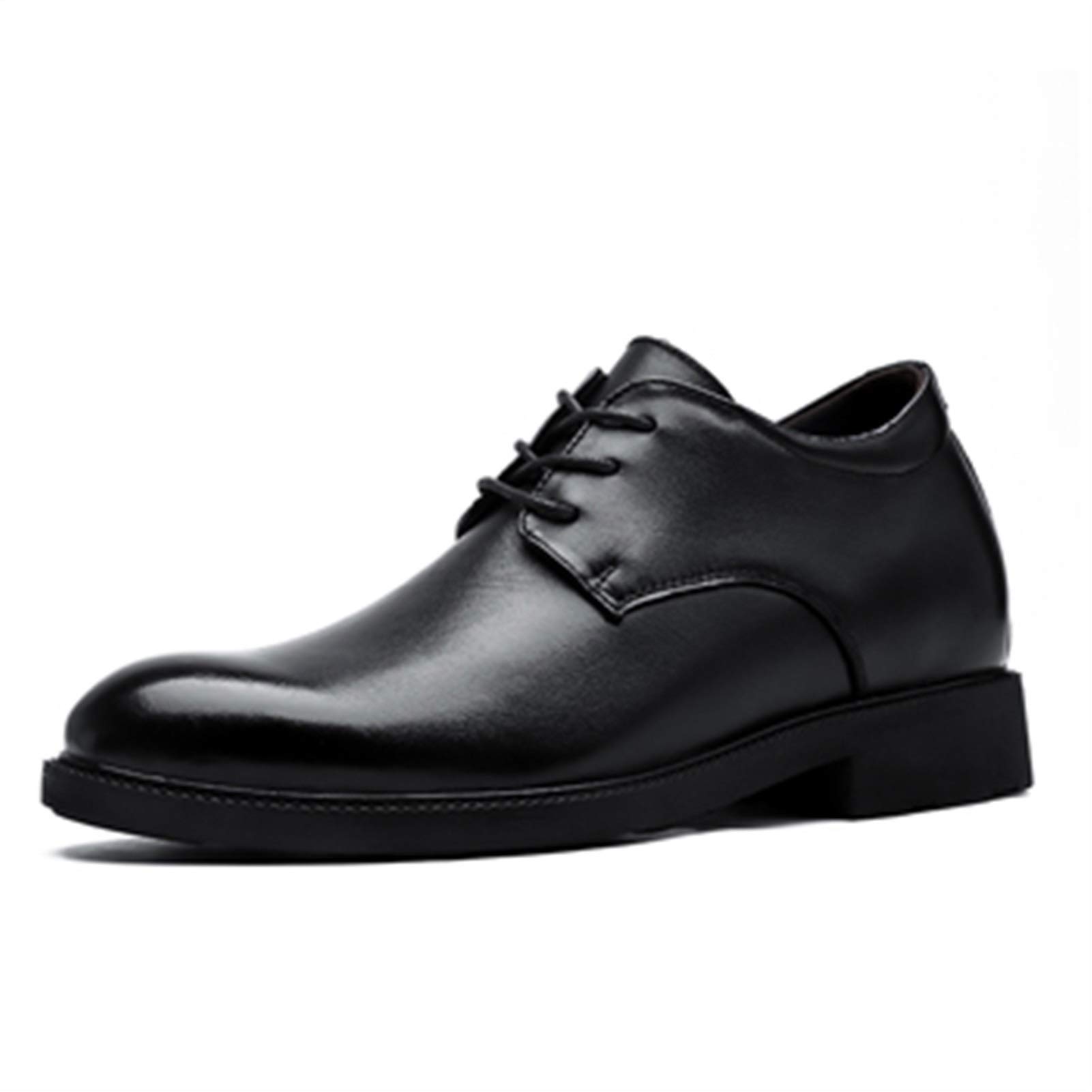 XXWJ Men's Formal Lace-Up Derby Shoes - Genuine Leather Round Toe, Anti-Slip Rubber Sole - Classic Dress Shoes for Business, Office & Wedding Occasions
