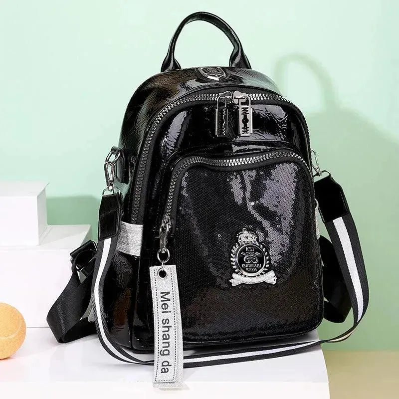 Stylish PU Leather Backpack for Women & Men - Waterproof Laptop Bag with USB Charging Port - Perfect for Work, Travel & School