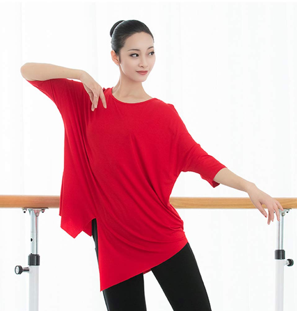 Angcoco Women's Latin Dance Top with Slit & Irregular Hem - Salsa, Ballroom Dance Shirt for Women | Perfect for Dance Performances, Competitions & Practice