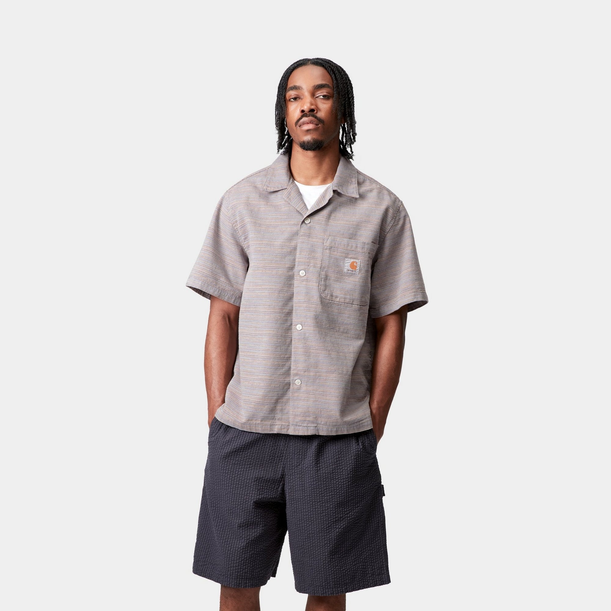 Short Sleeve Gellar Stripe Shirt for Men - Multicolor Casual Button Down Shirt | Perfect for Summer, Office Wear & Casual Outings