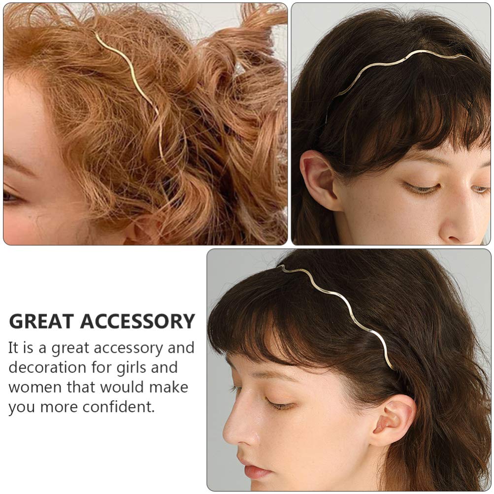 Stylish Thin Gold Wavy Metal Headbands for Women - Elegant Hair Accessories for Parties, Weddings & Everyday Wear